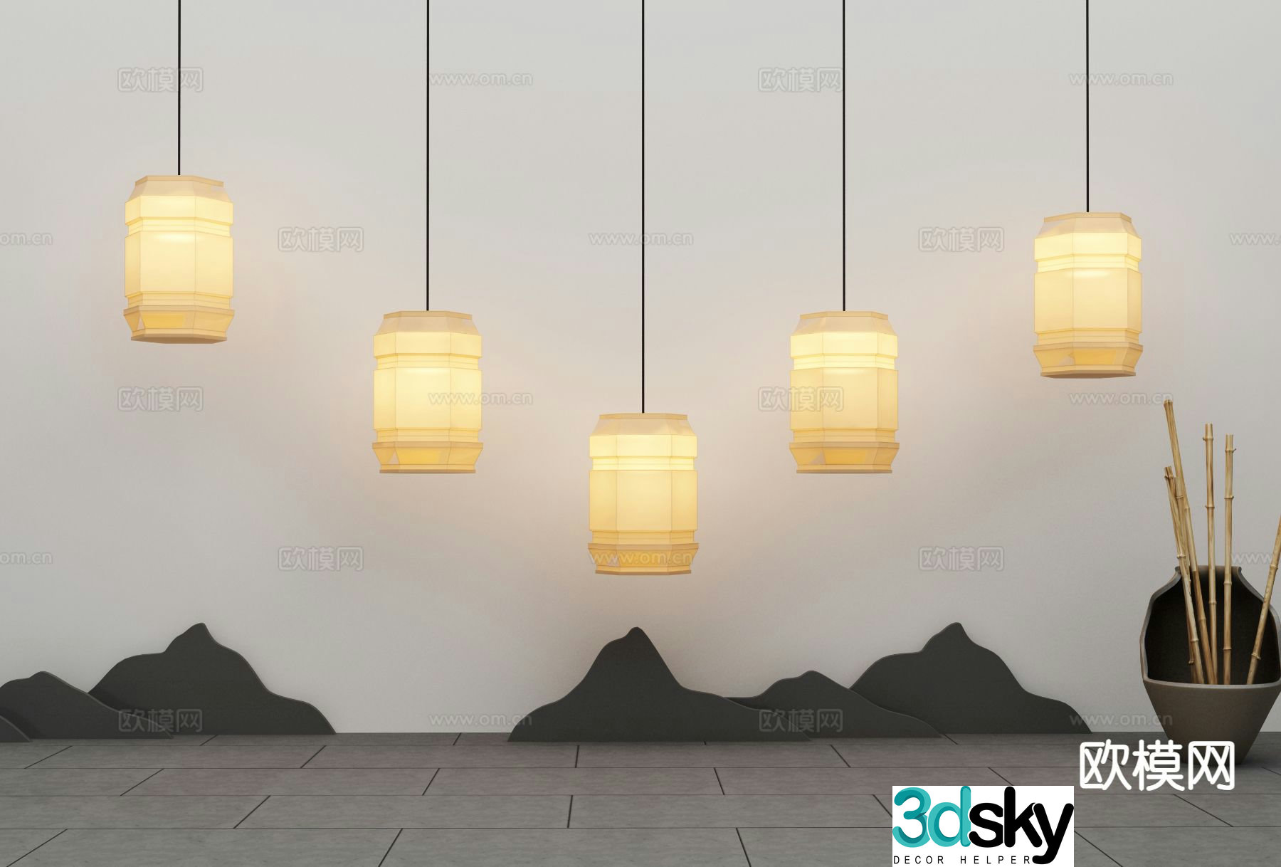 New Chinese style chandelier 3d model