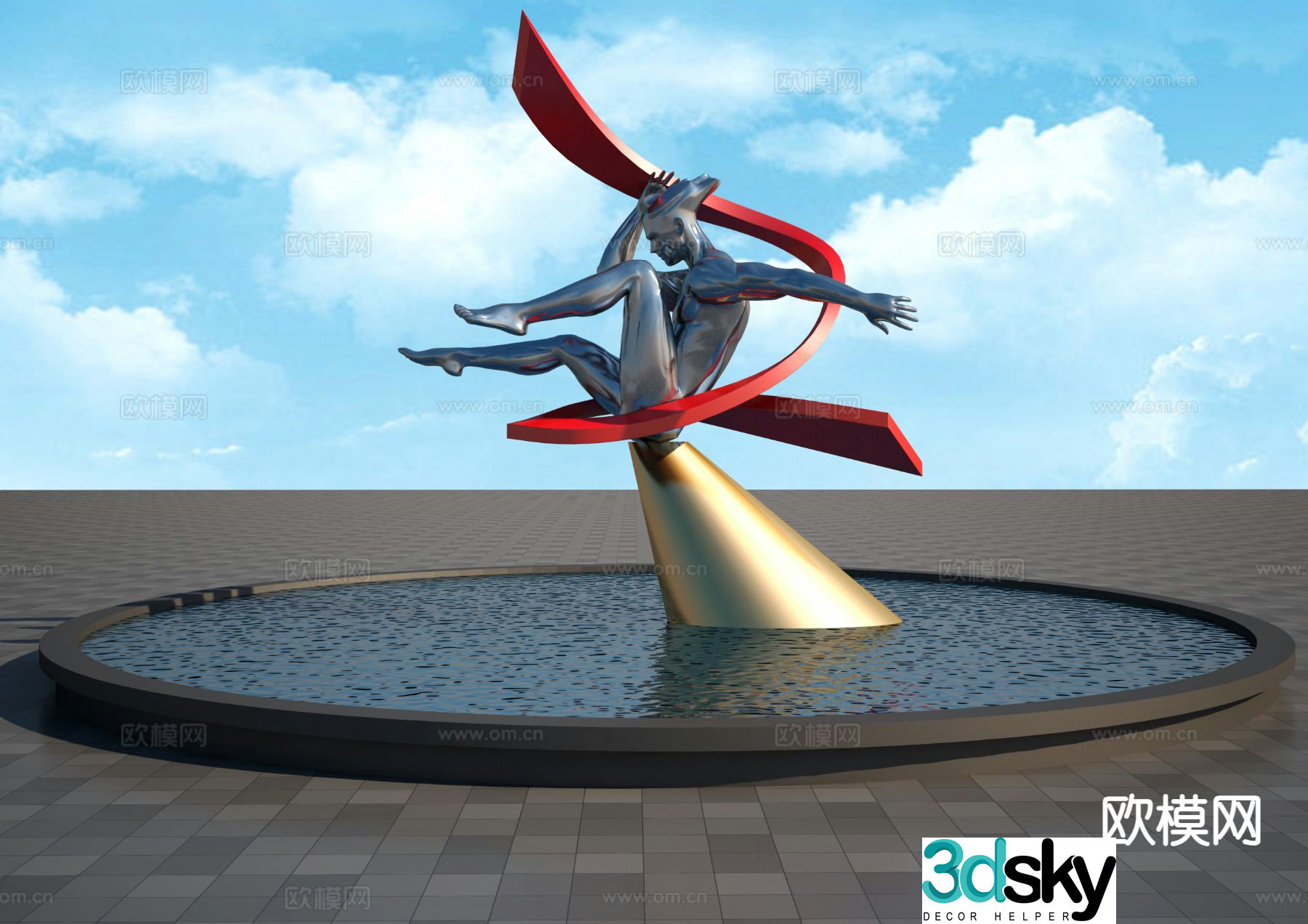 Figure sculpture landscape sculpture 3d model