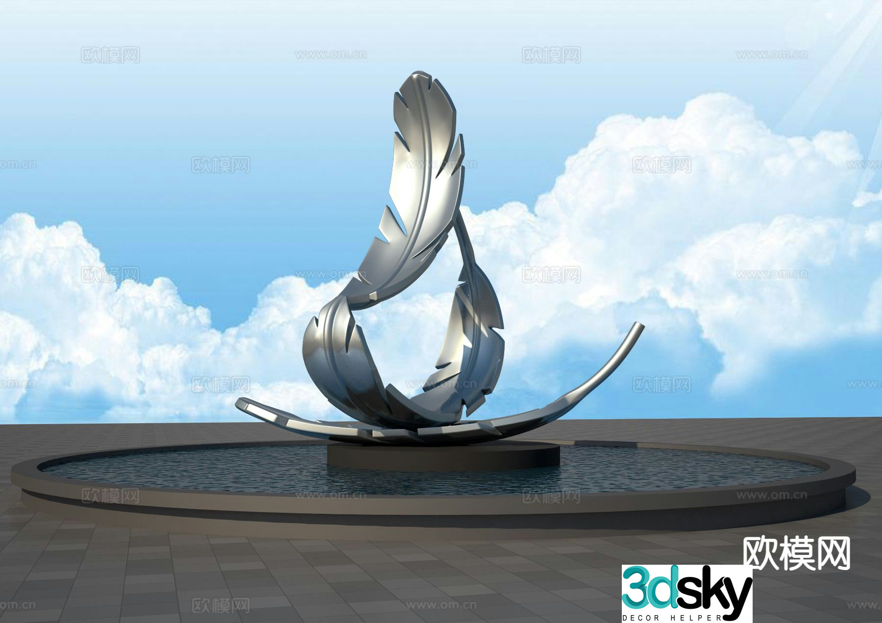 Feather sculpture landscape sculpture 3d model