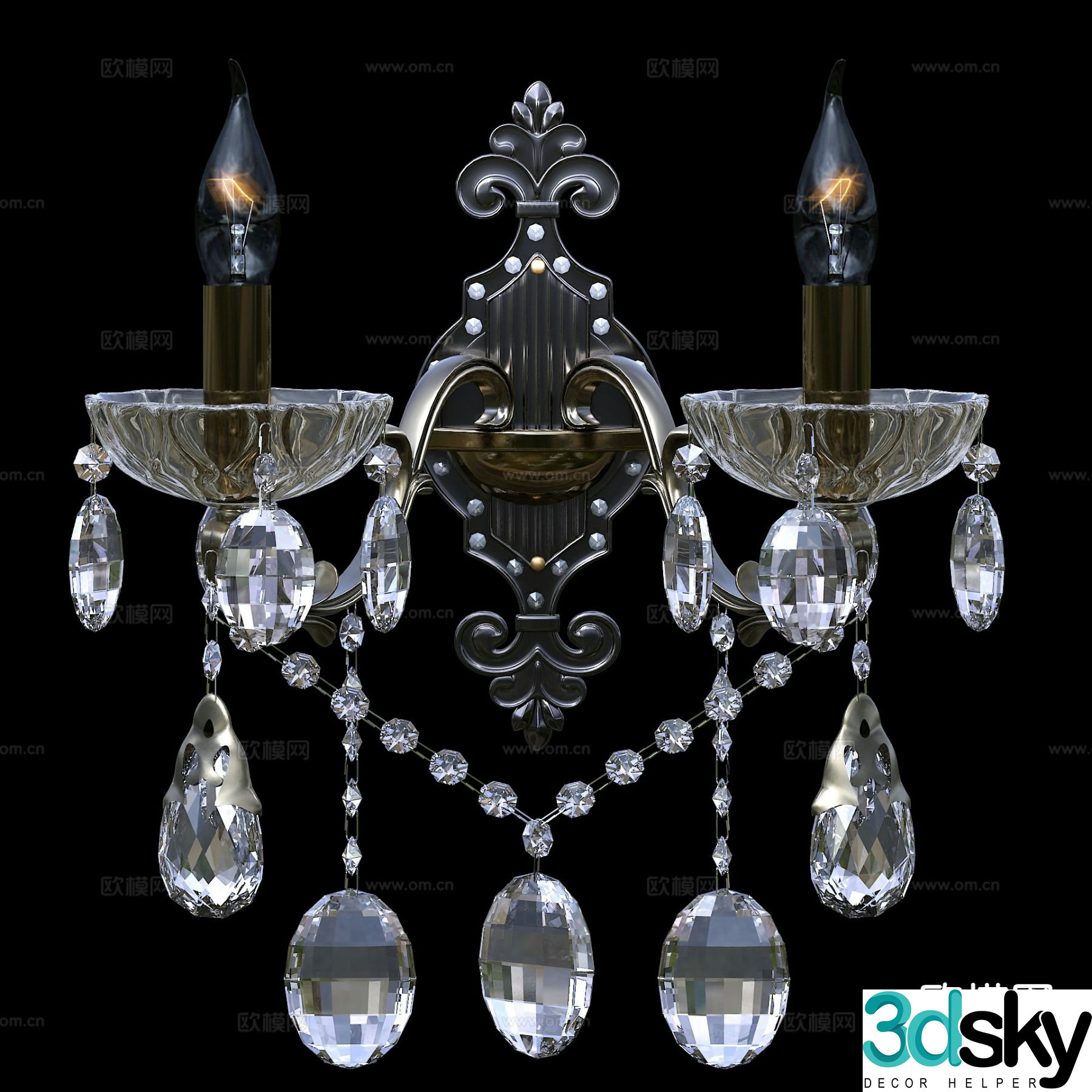 European wall lamp crystal lamp candlestick wall lamp 3d model