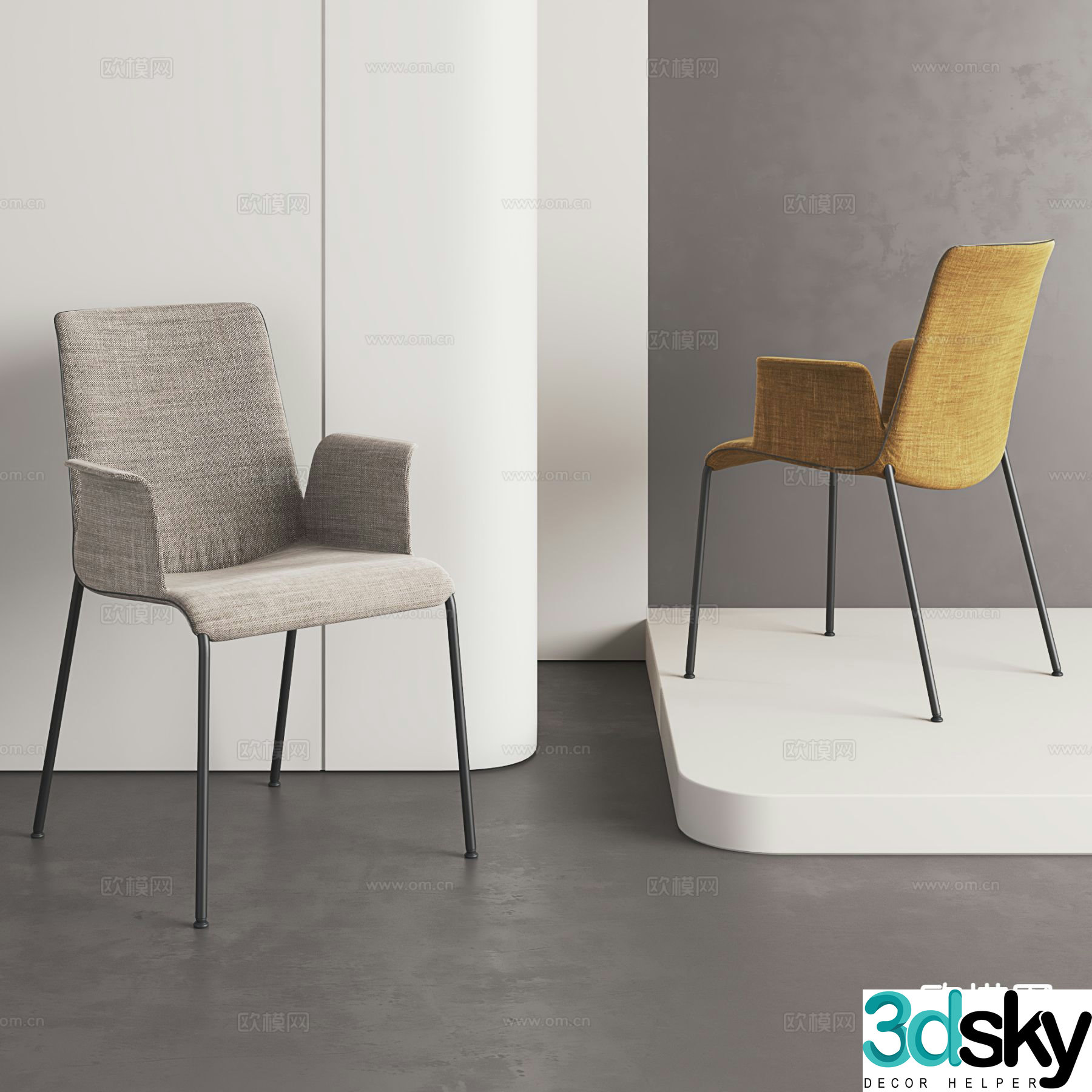 Modern chair dining chair 3d model