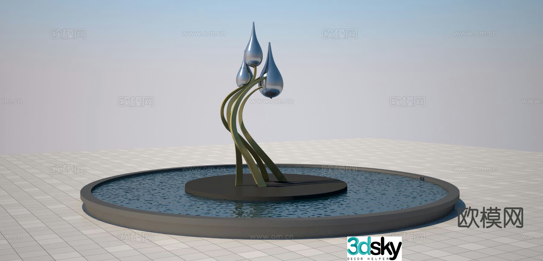 Water drop sculpture landscape sculpture 3d model