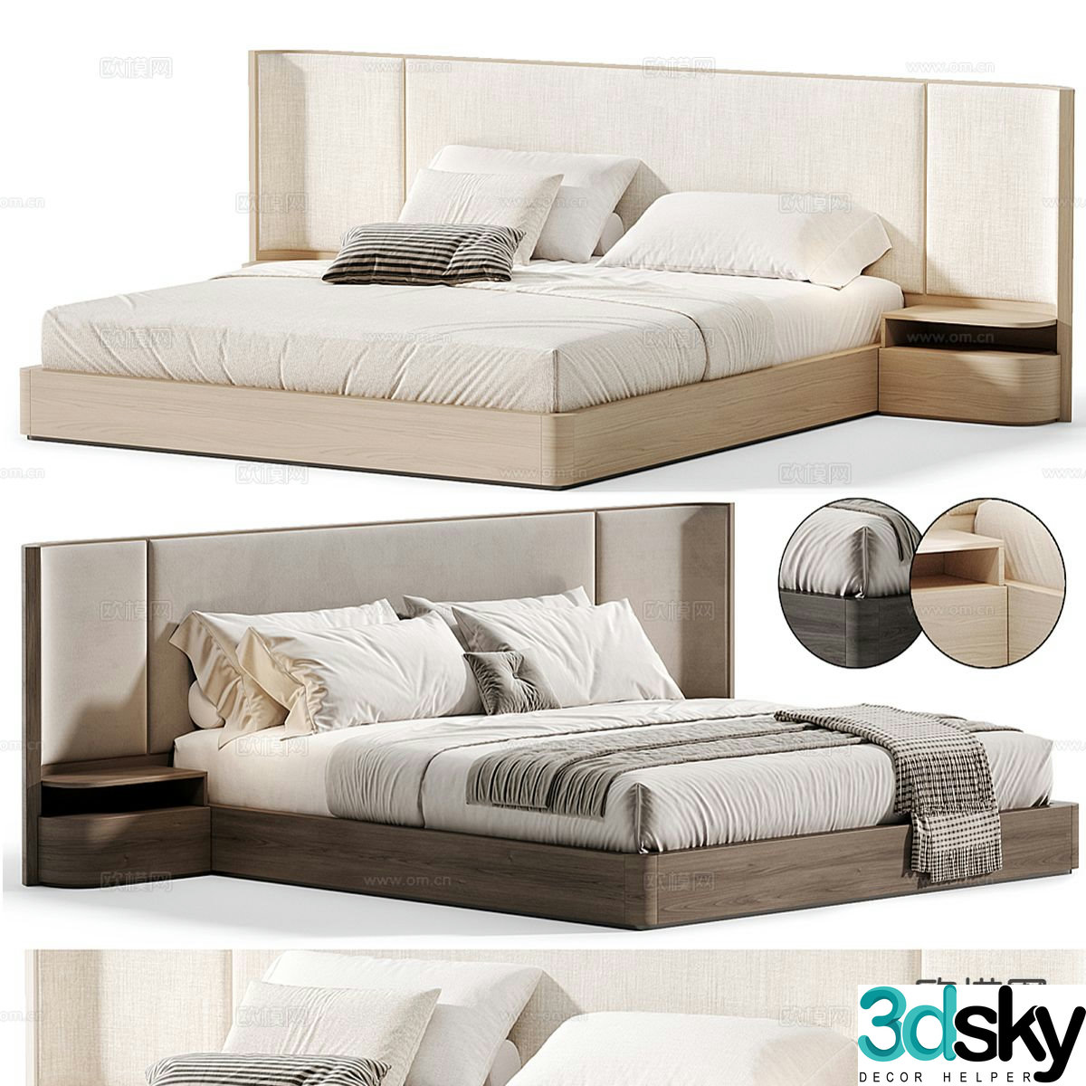Italian double bed Gianna fabric double bed 3d model