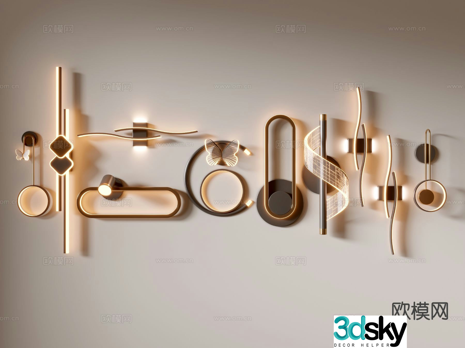 Light luxury wall lamp aisle lamp bedside wall lamp 3D model