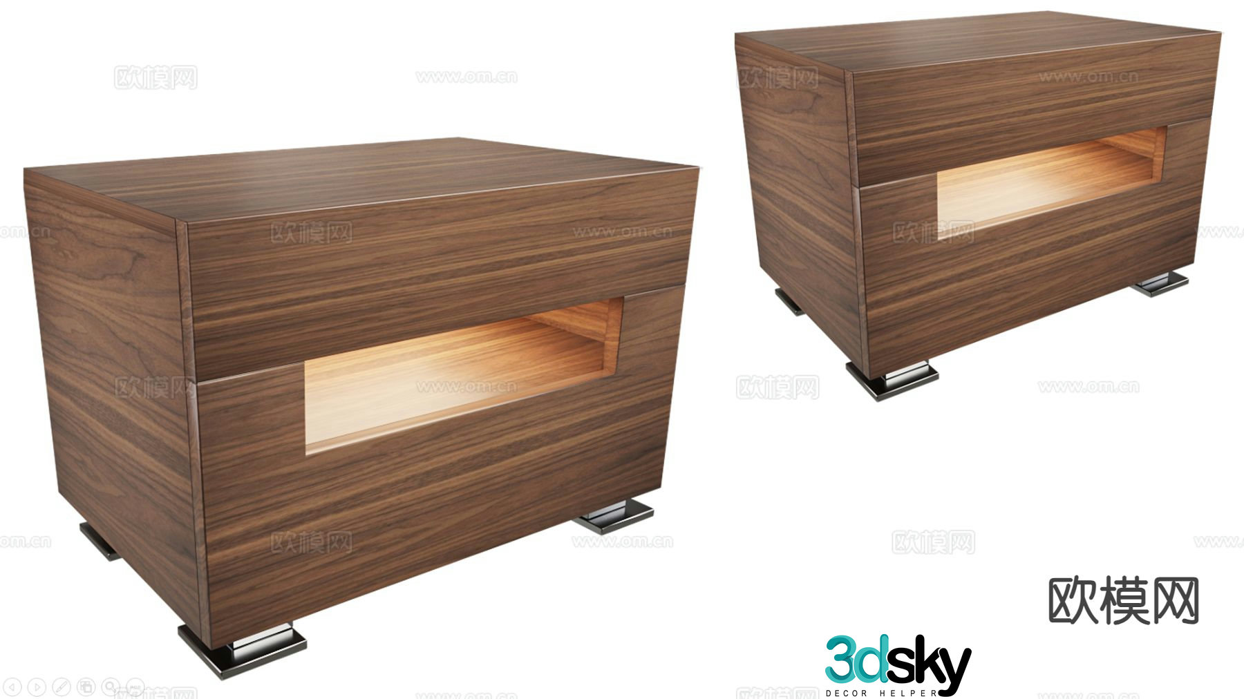 Square bedside table 3d model