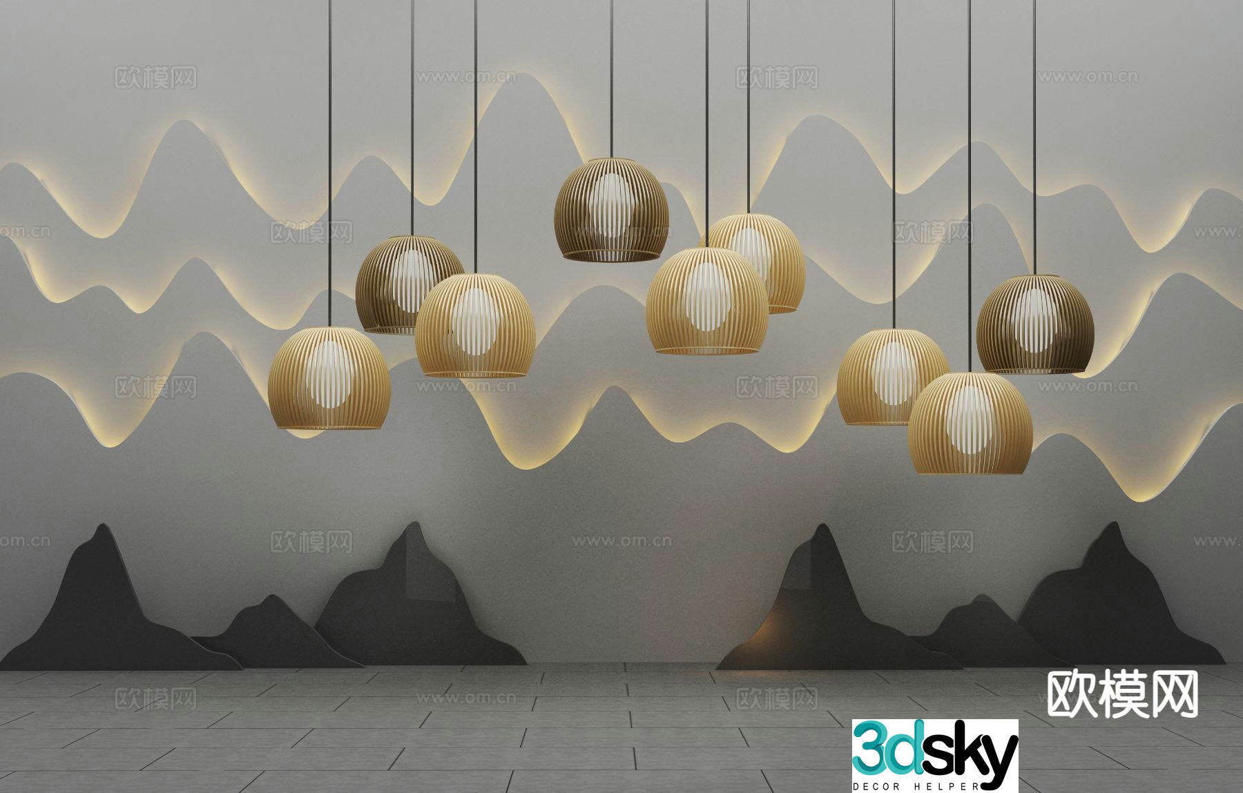 New Chinese style chandelier restaurant chandelier 3d model