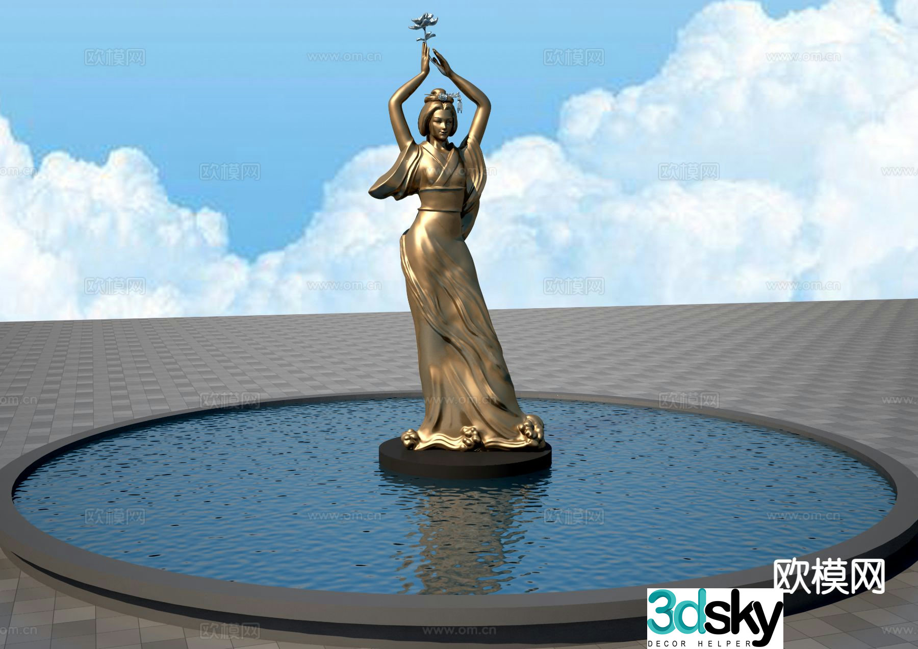 Goddess Sculpture Landscape Sculpture 3D Model