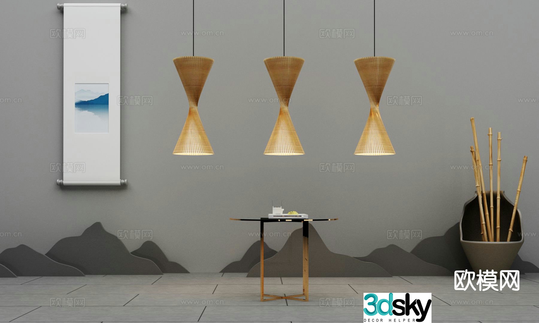 New Chinese style chandelier 3d model