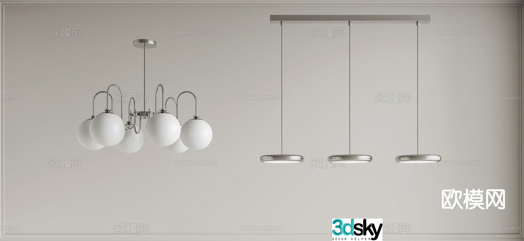 Cream style chandelier hall chandelier art chandelier 3d model
