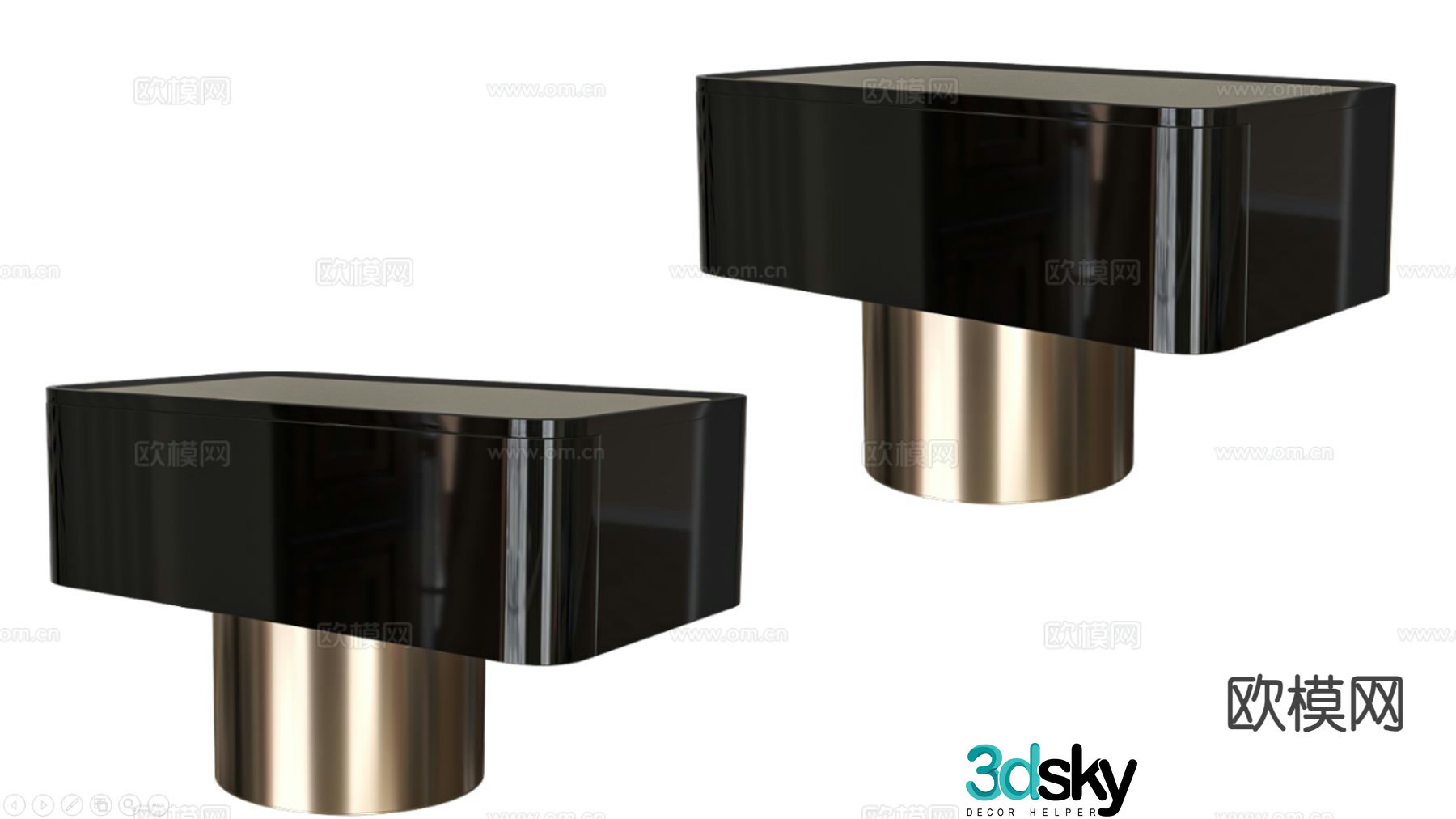 Light luxury bedside table 3D model