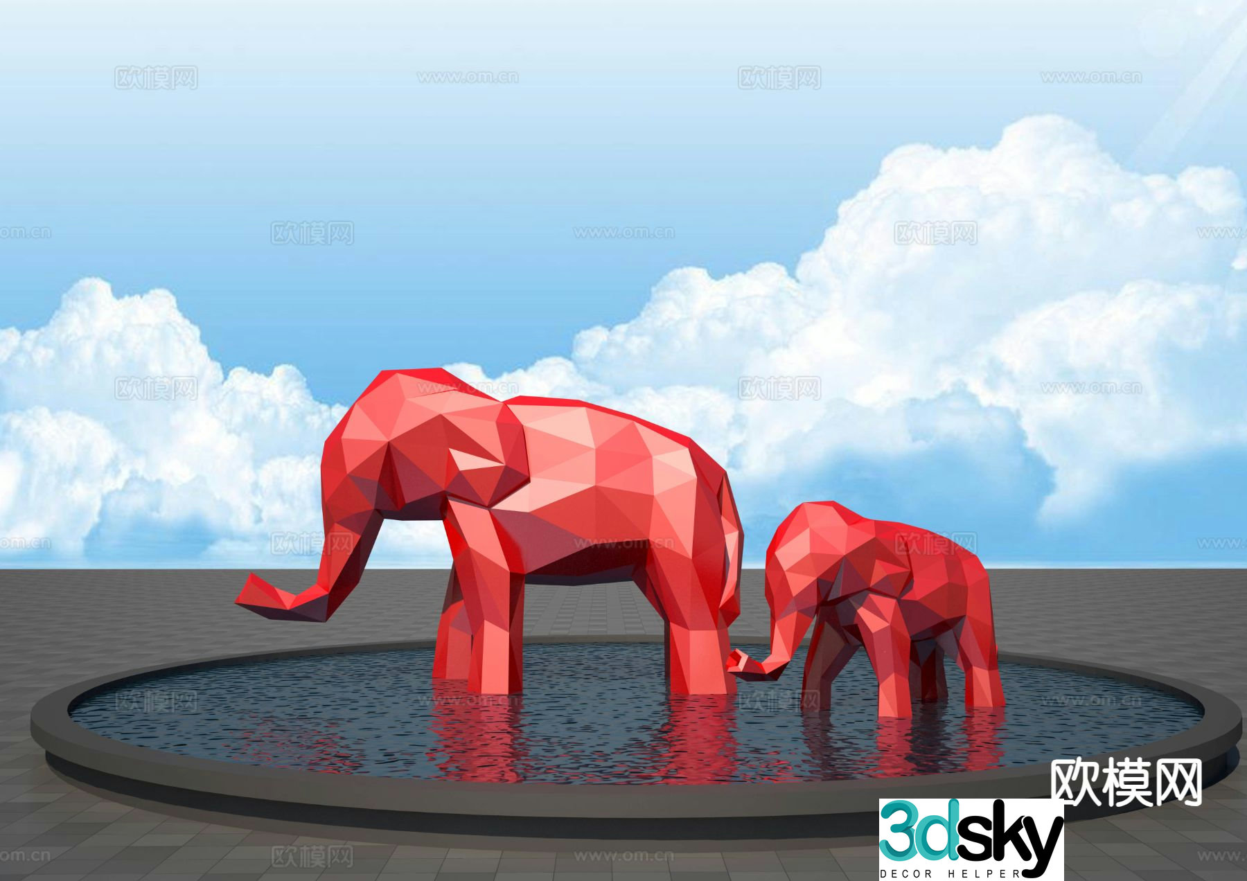 Elephant sculpture landscape sculpture 3d model
