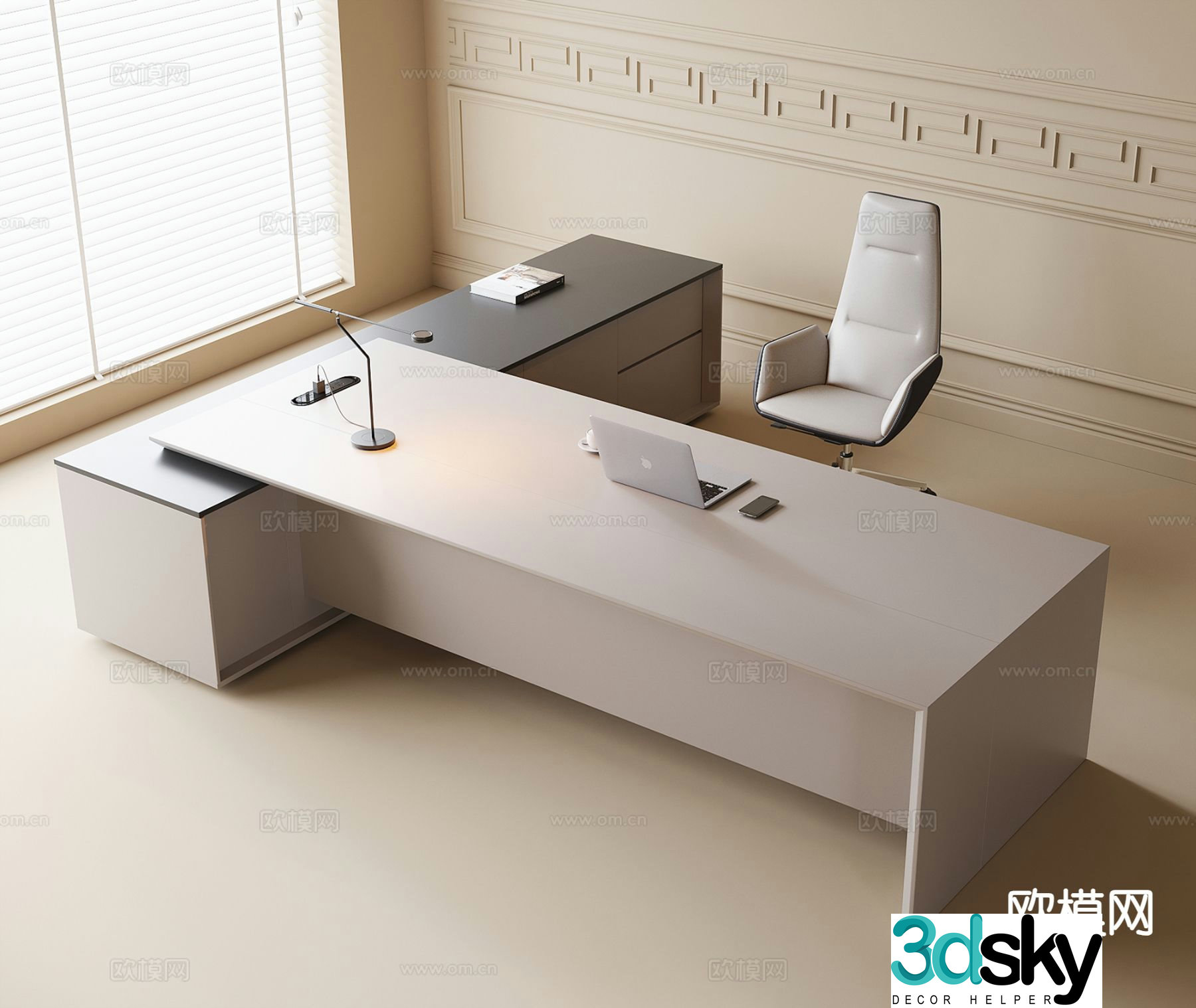 Modern executive desk 3d model