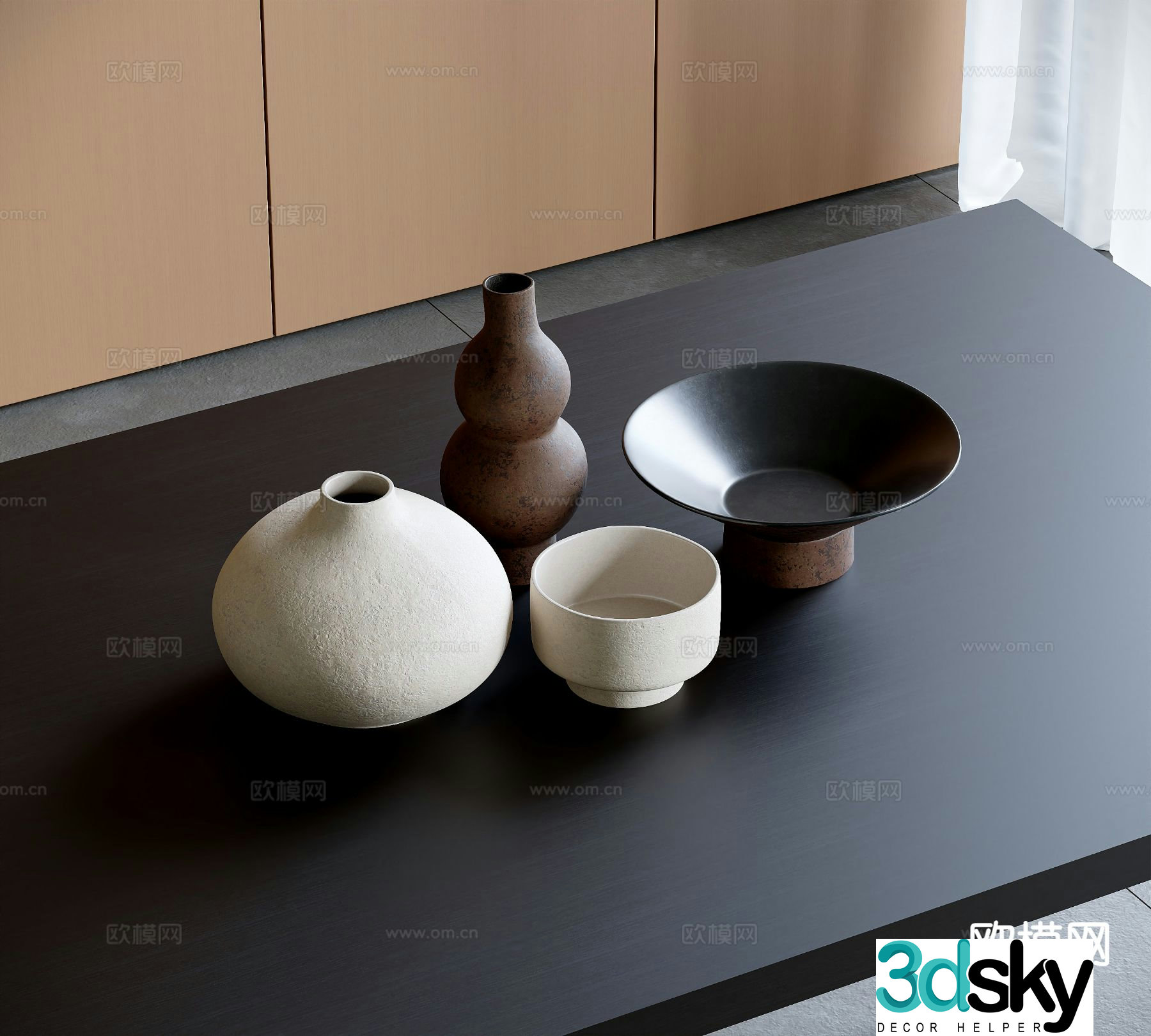 Wabi-sabi pottery vase 3d model