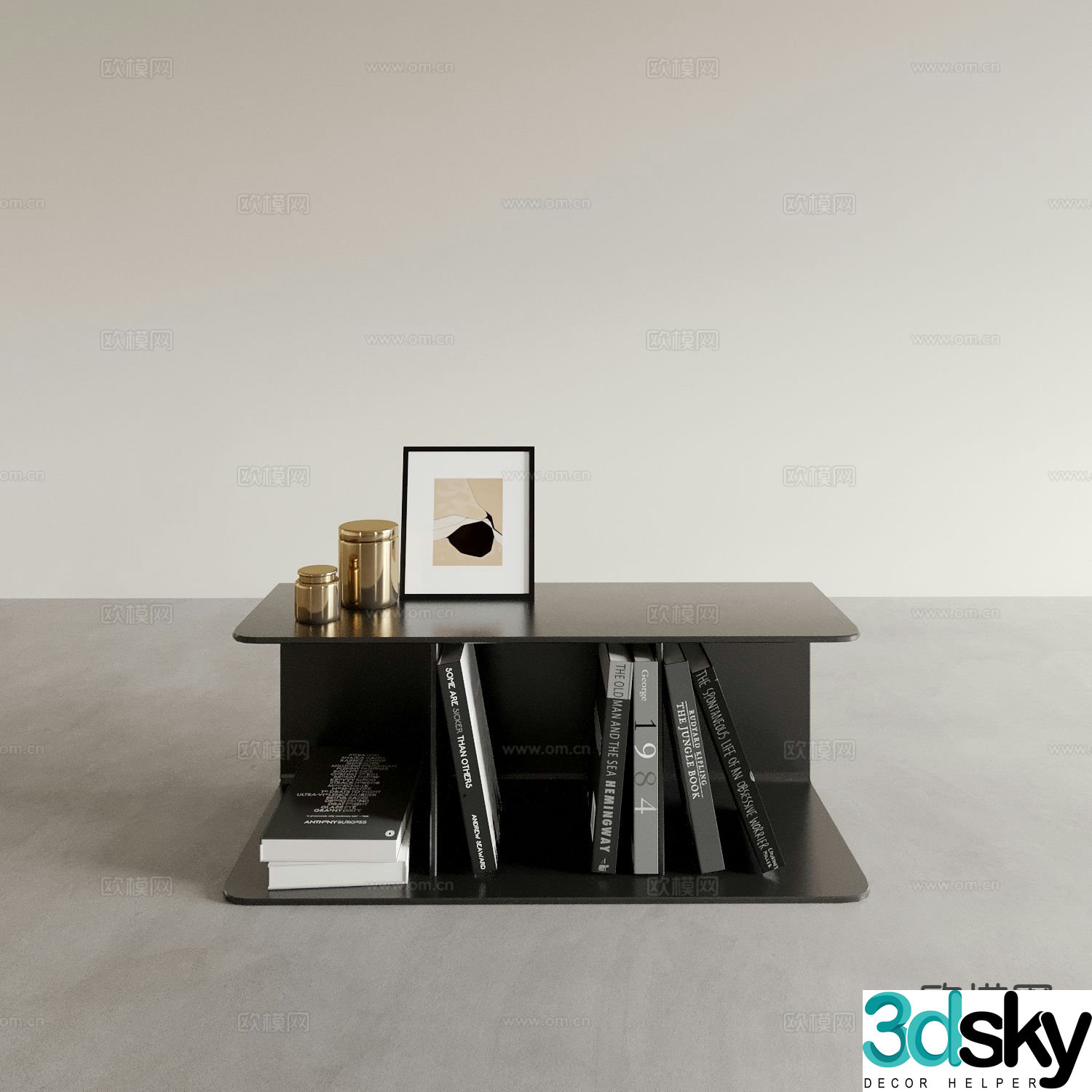 Modern coffee table low table square table 3d model