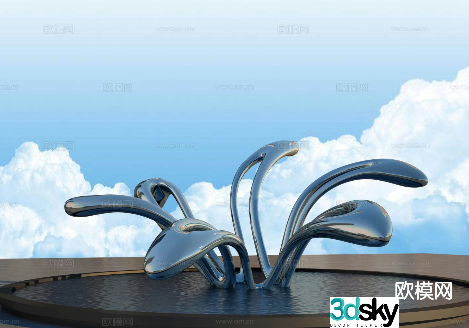 Wave sculpture landscape sculpture 3d model