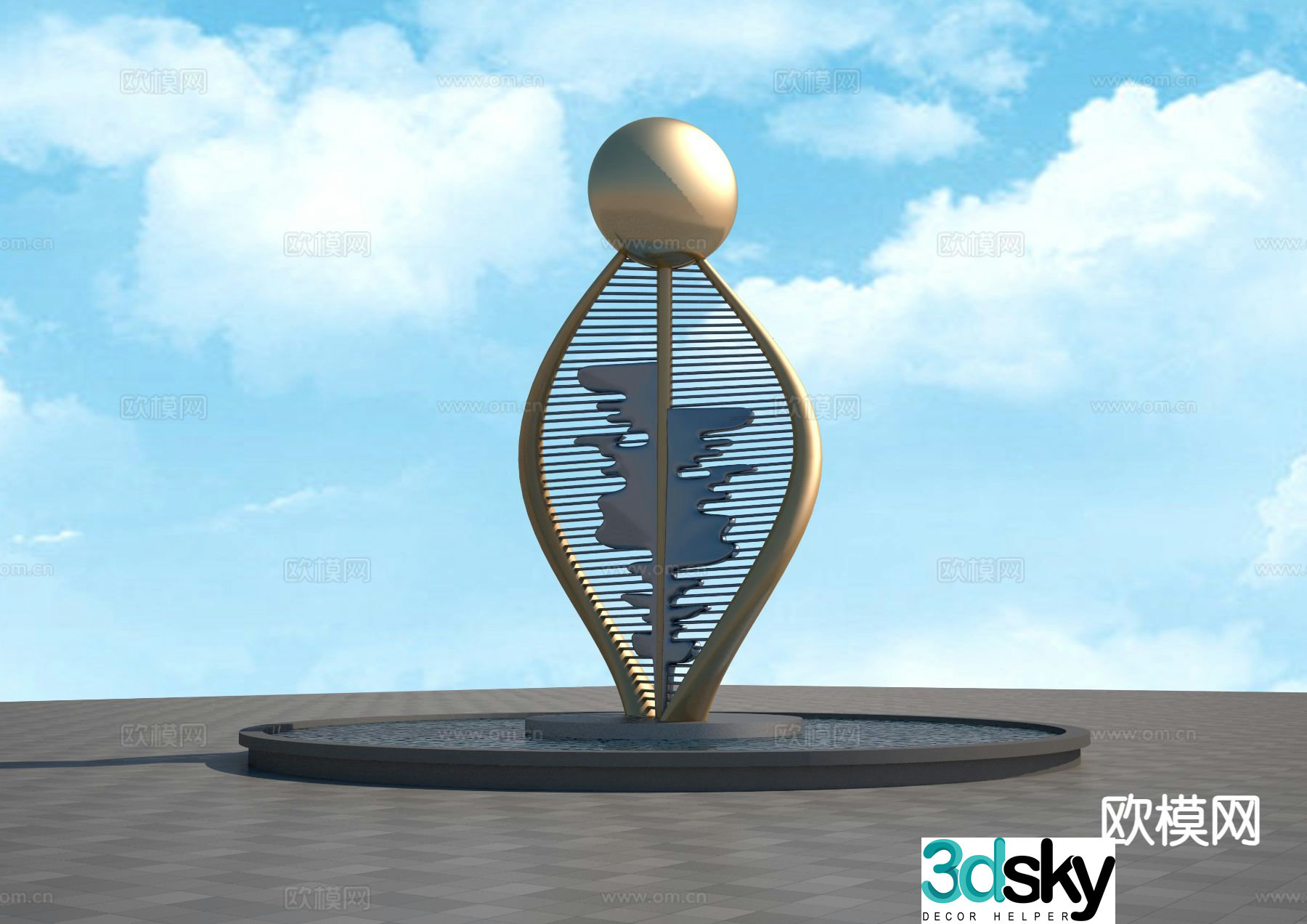 Spiral sculpture landscape sculpture 3d model