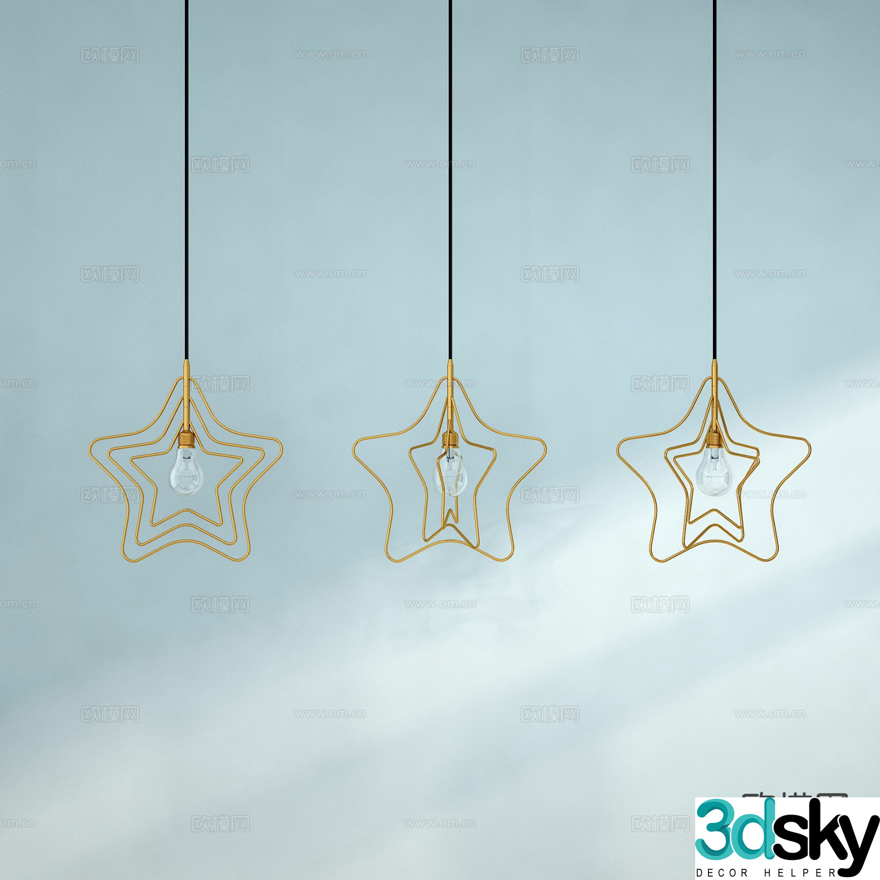 Modern chandelier star chandelier 3d model
