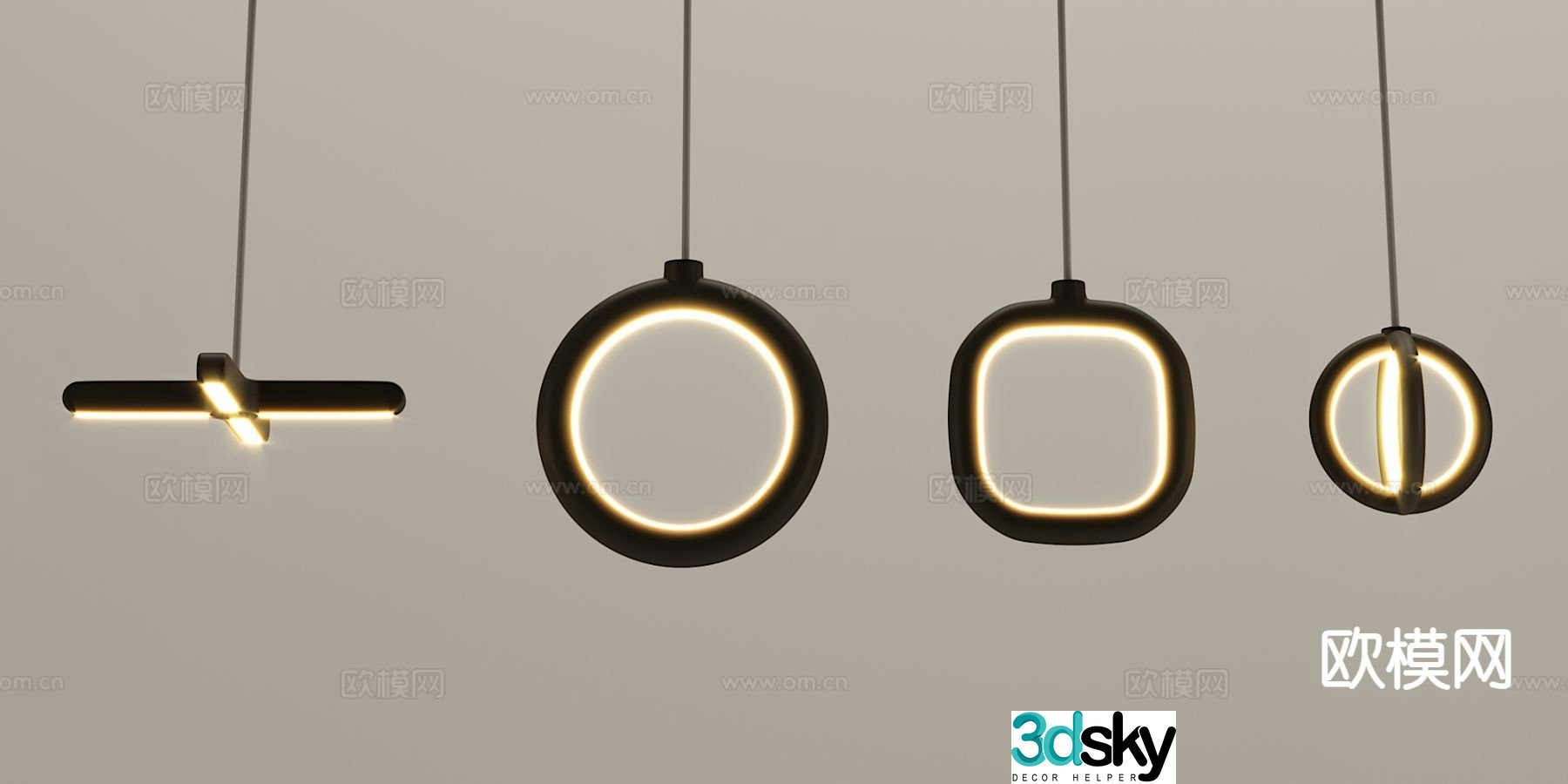Modern geometric chandelier 3d model