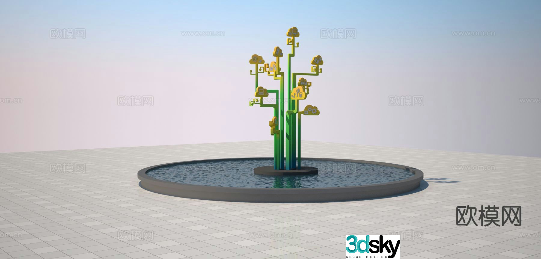 Cloud computing sculpture 3d model