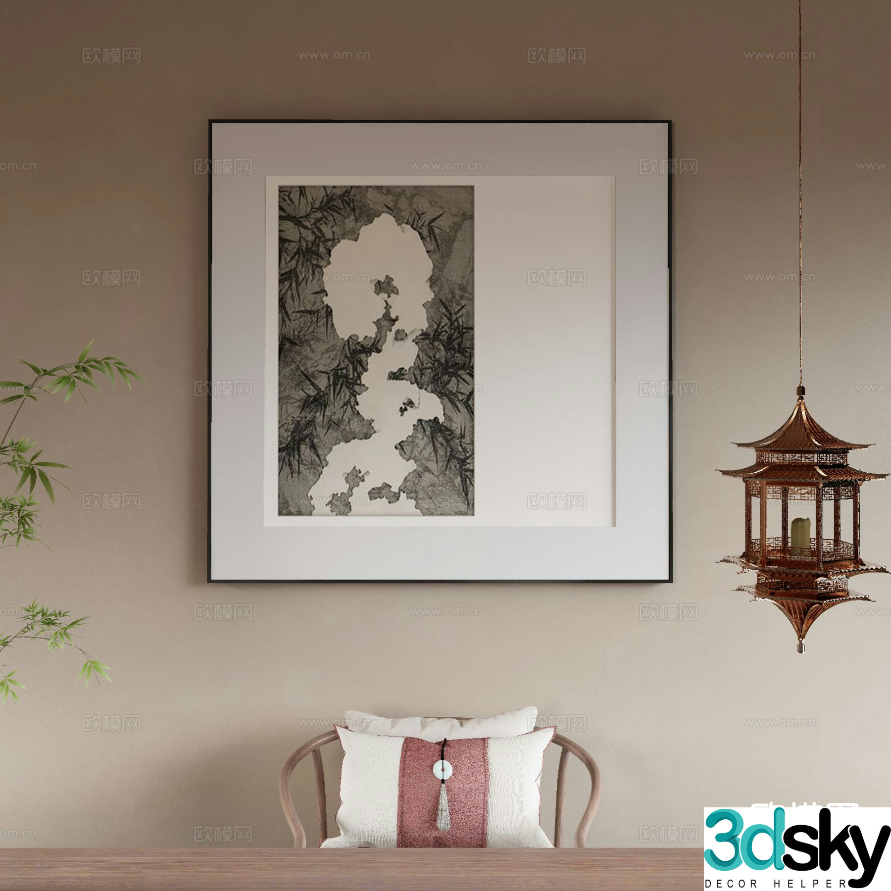 New Chinese style ink painting art painting decorative painting 3d model