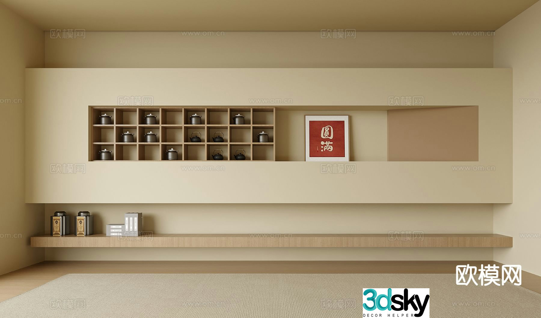 New Chinese style tea cabinet 3d model