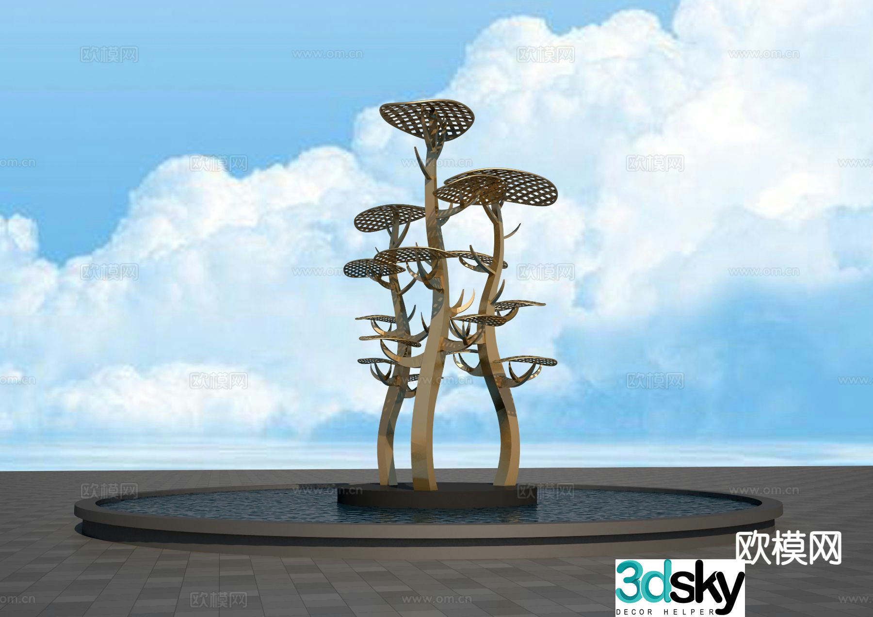 Abstract tree sculpture landscape sculpture 3d model