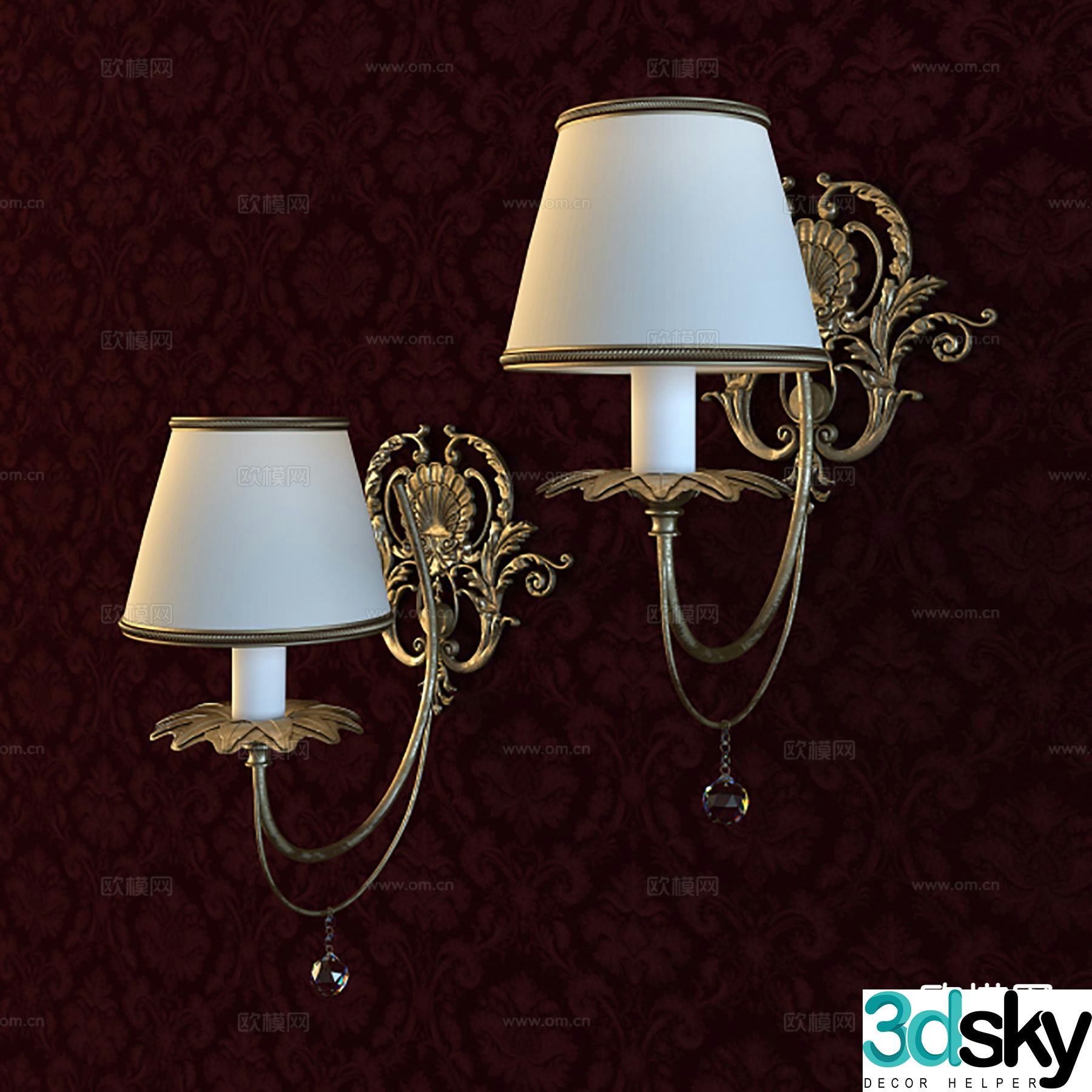 European wall lamp 3d model