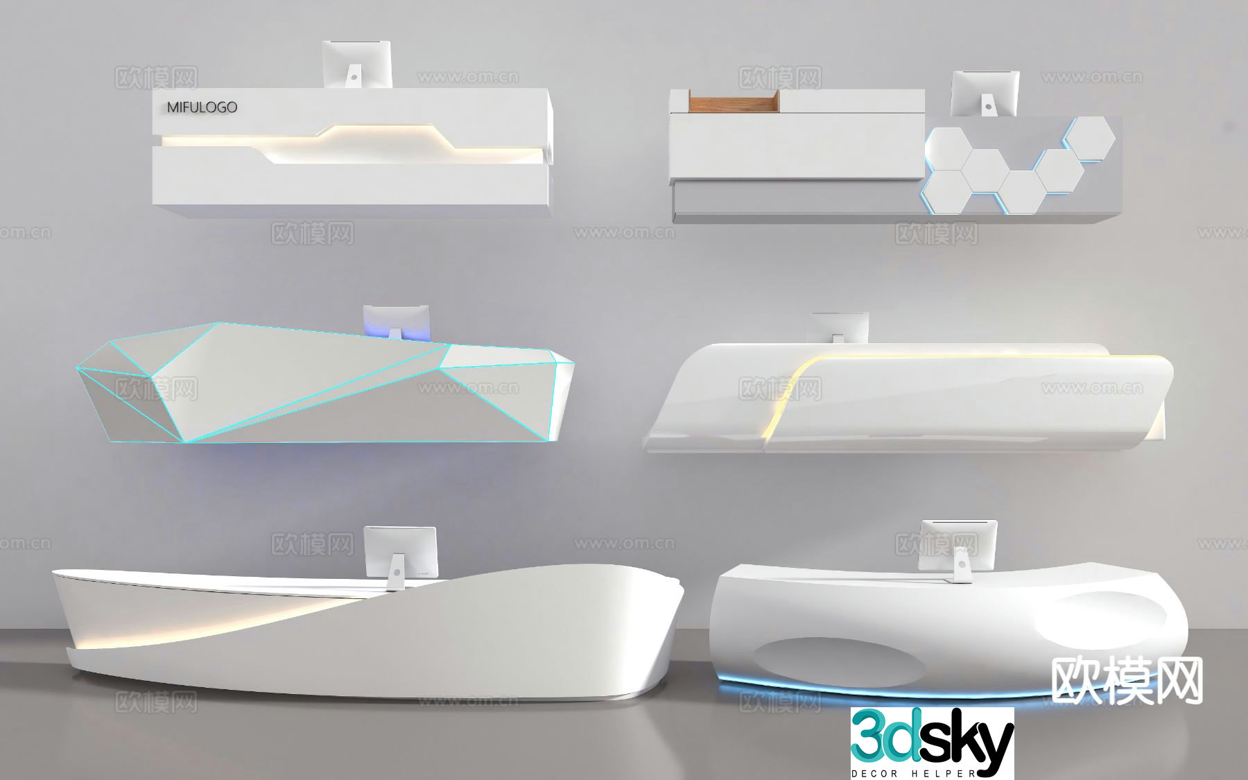 Modern front desk reception desk cashier desk 3d model