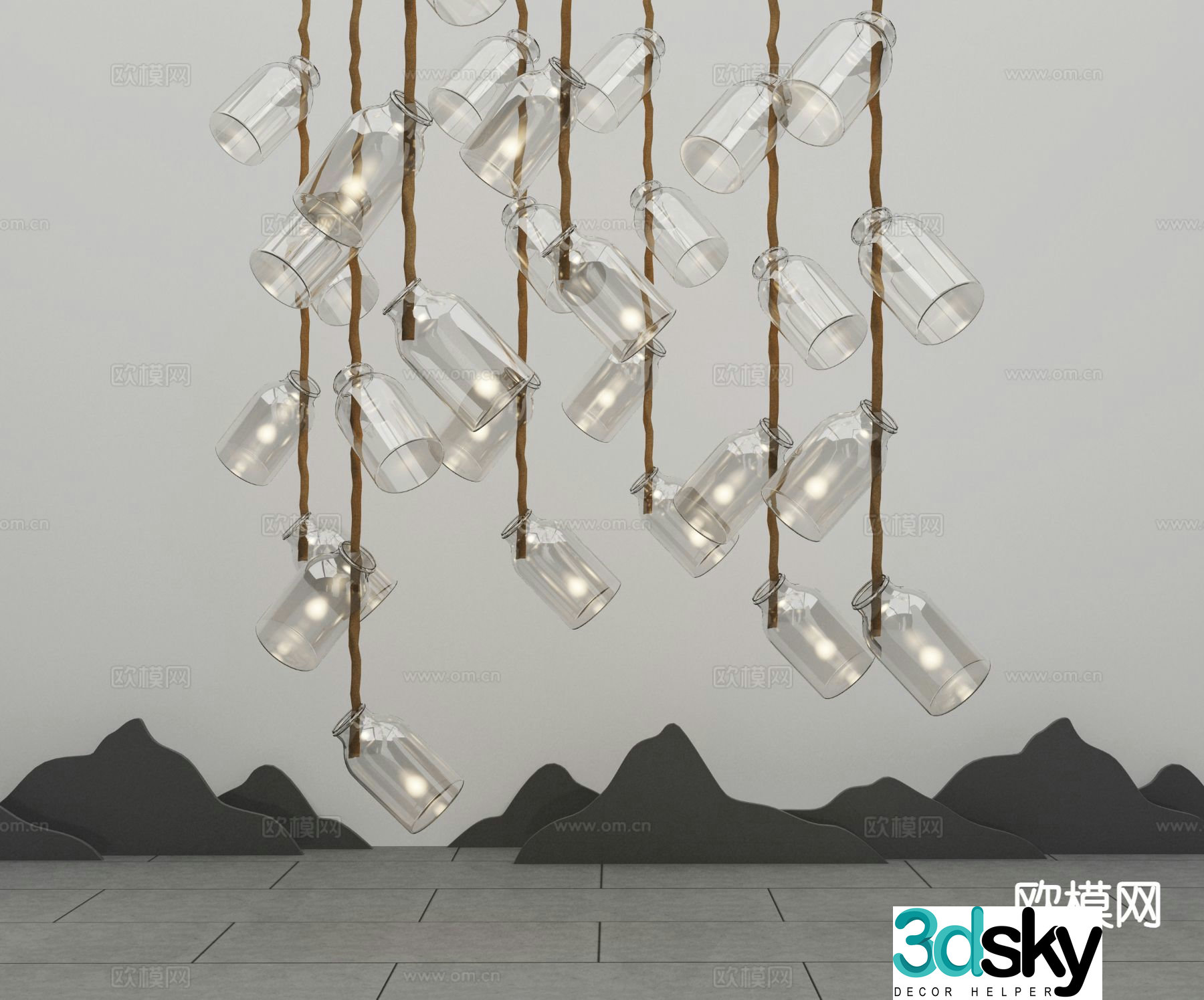 Modern glass chandelier 3d model