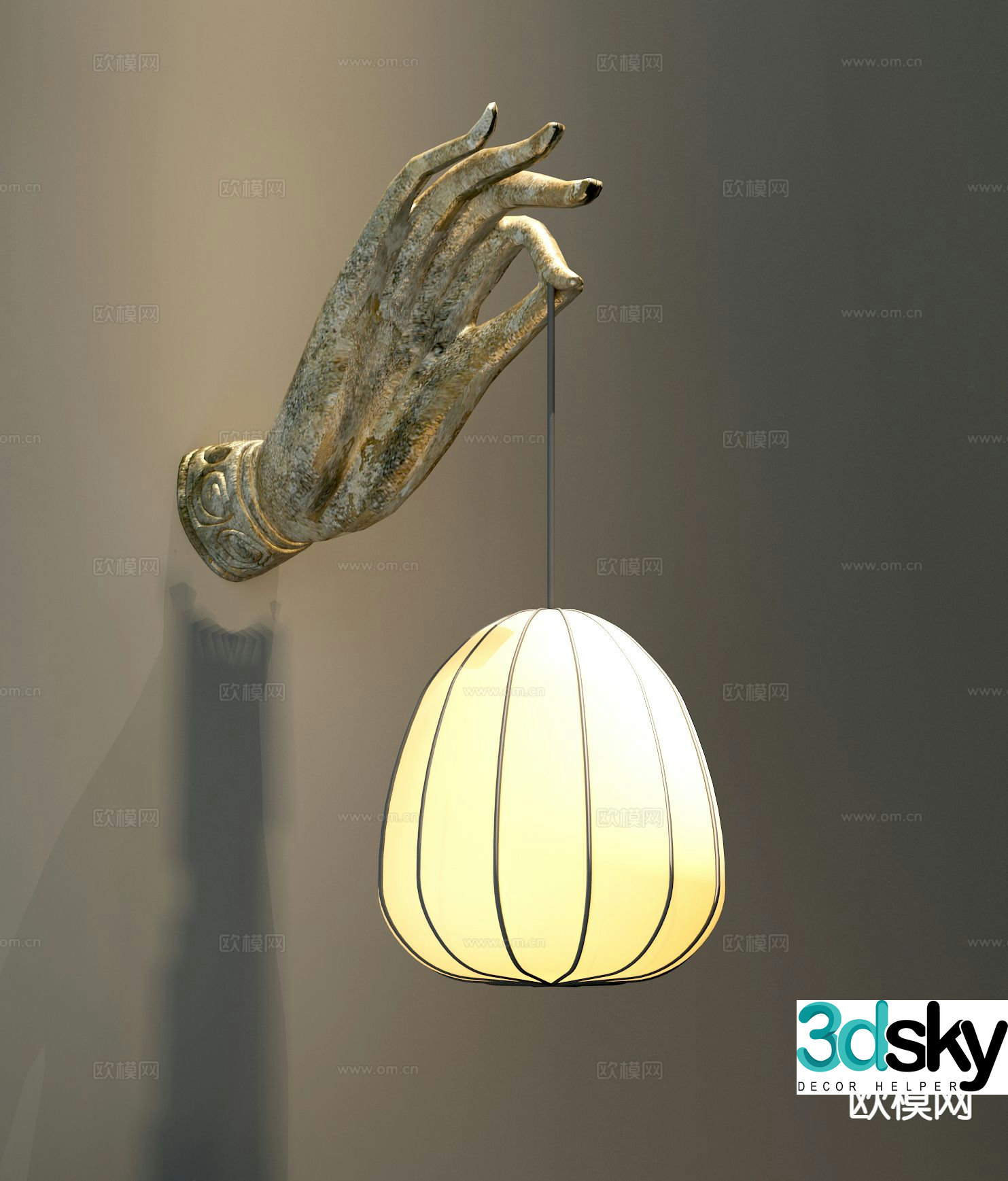 Chinese hand-held wall lamp Zen wall lamp 3D model