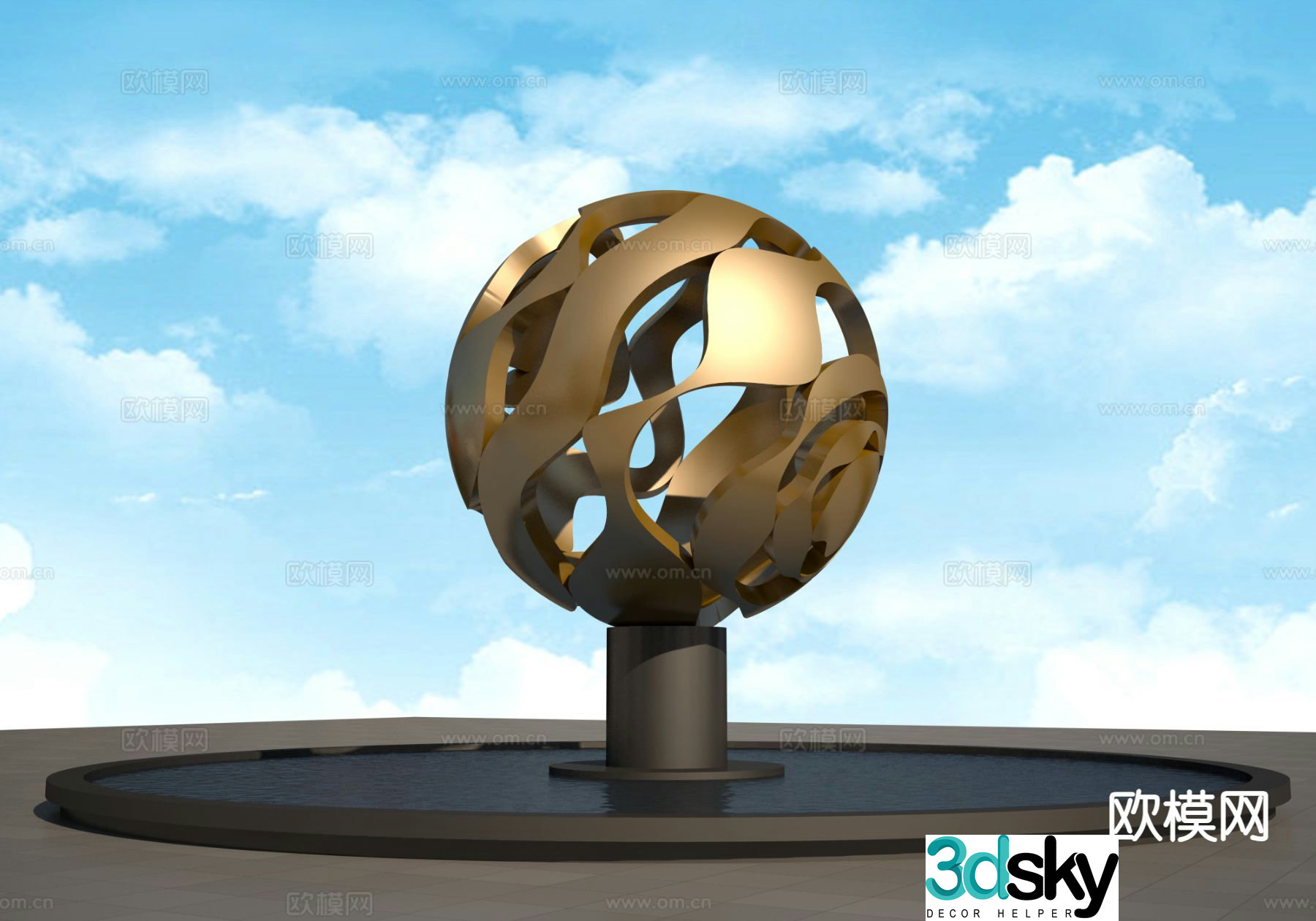 Hollow Water Polo Sculpture Square Sculpture 3D Model