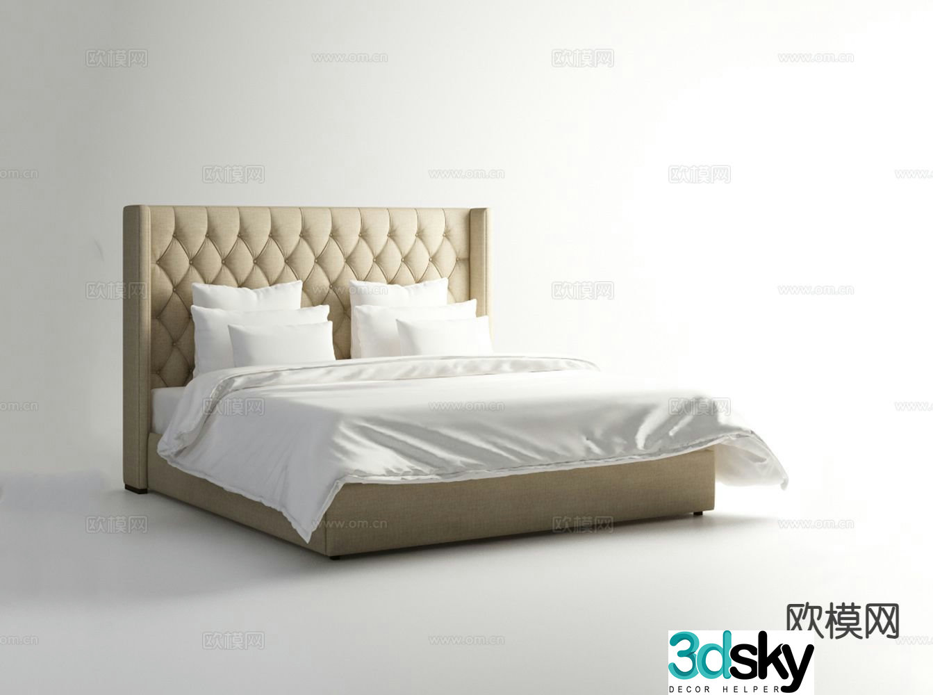 Modern double bed 3d model