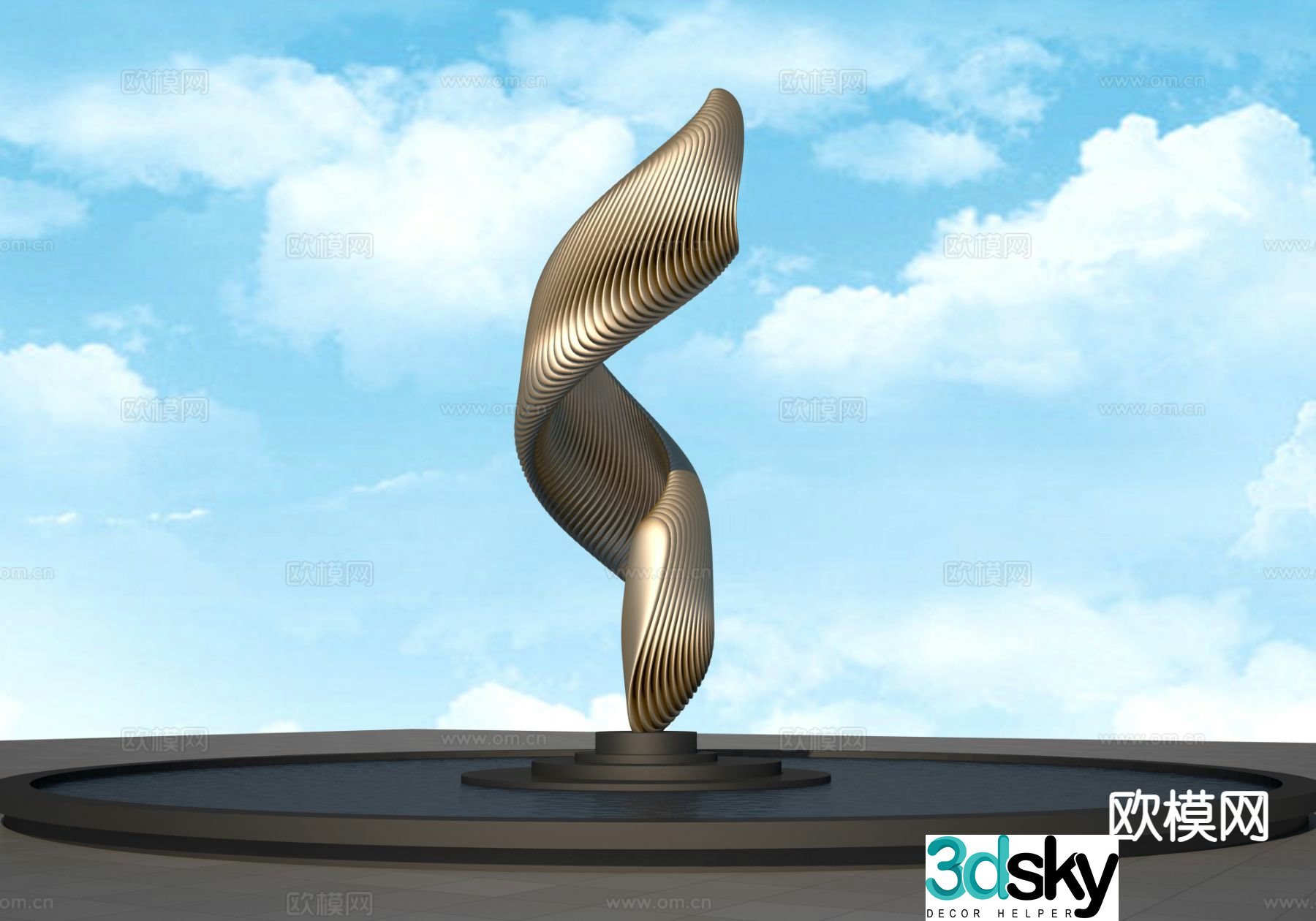 Spiral sculpture landscape sculpture 3d model