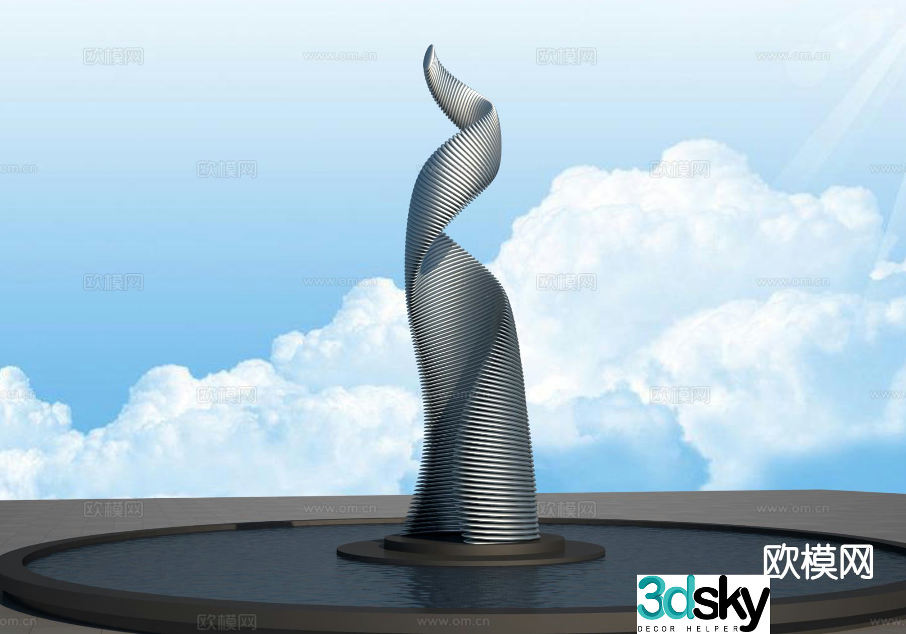 Abstract spiral sculpture landscape sculpture 3d model