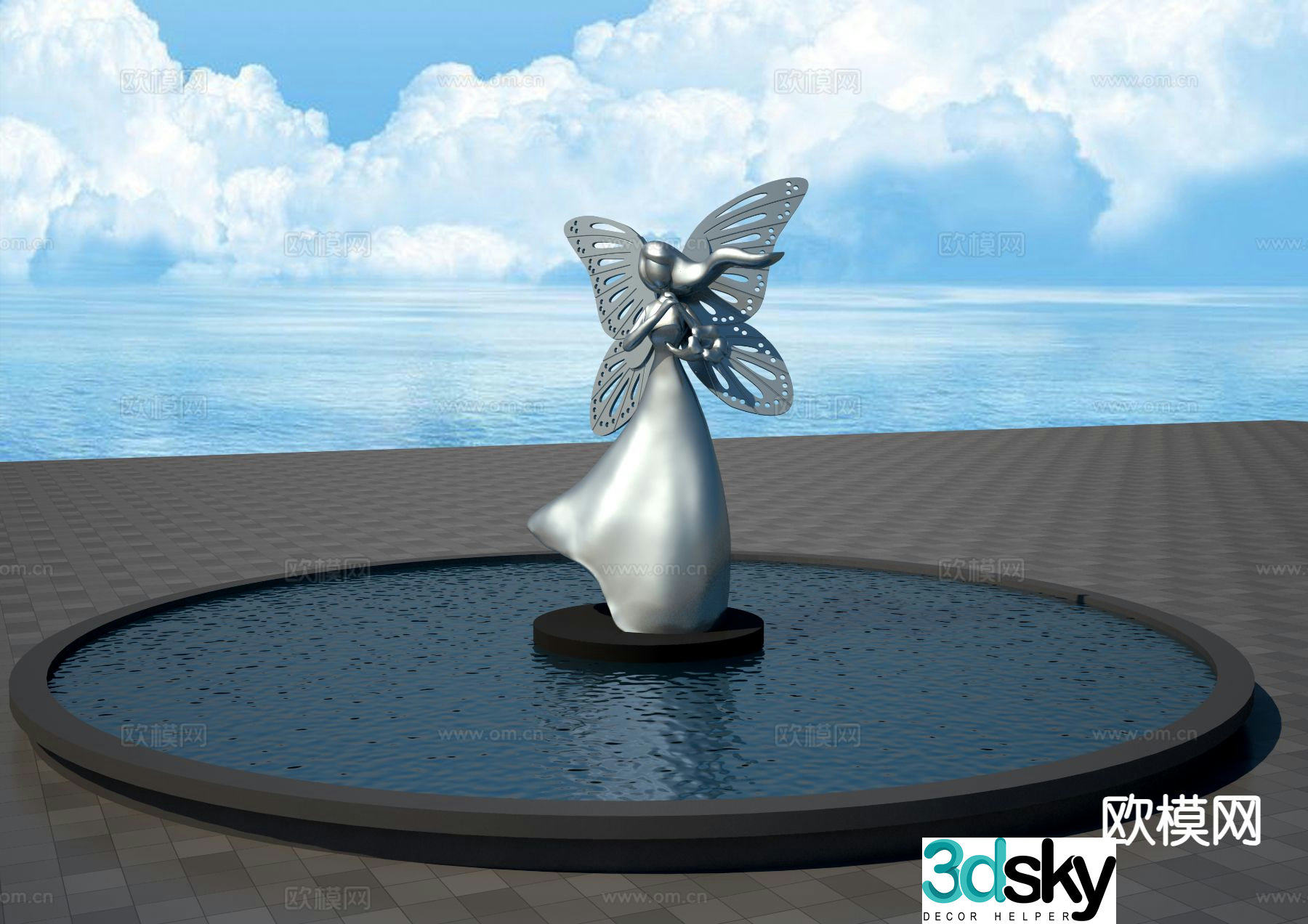 Little Angel Sculpture Landscape Sculpture 3D Model