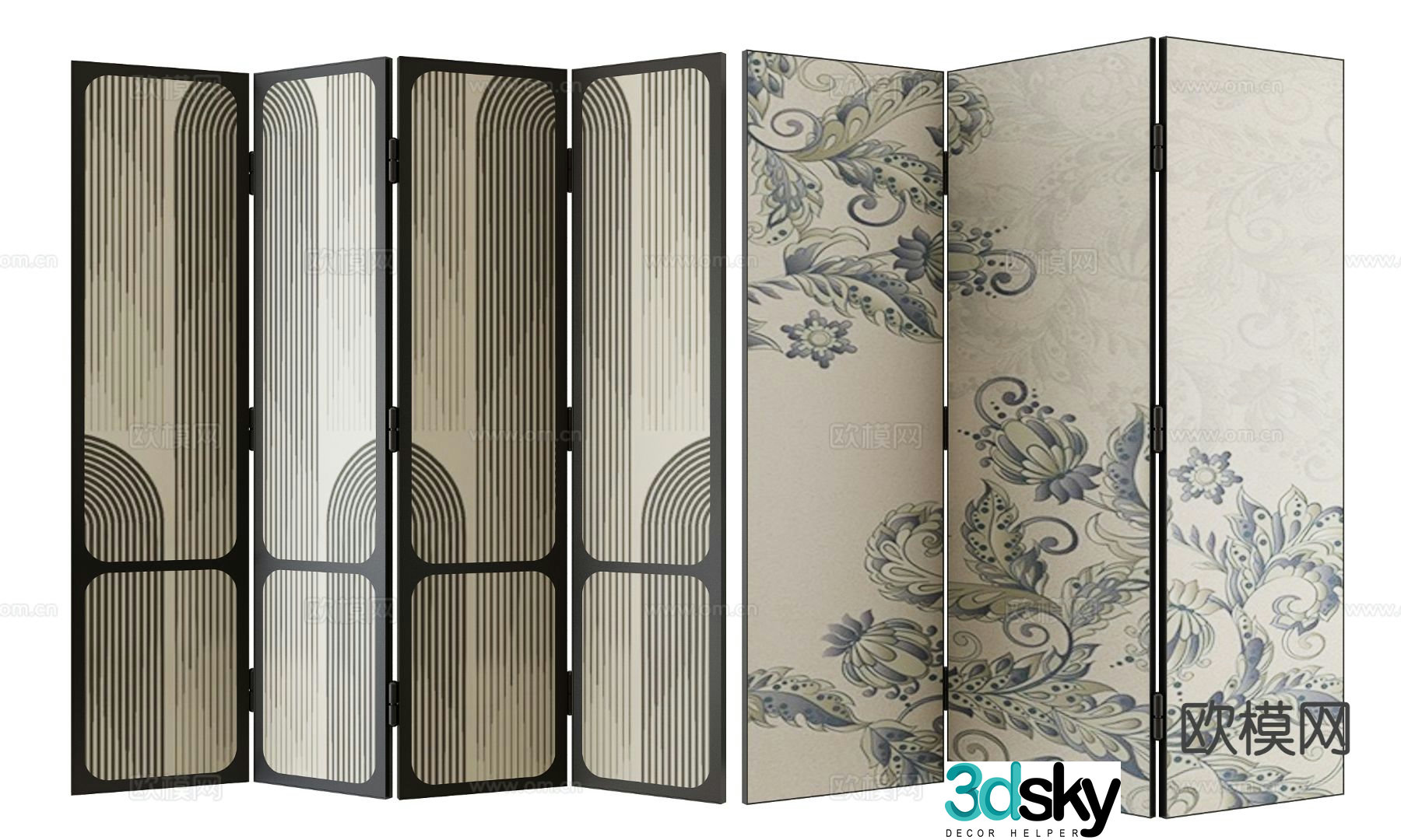 Mural screen folding screen 3d model
