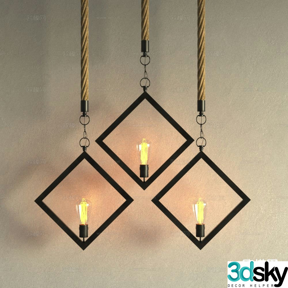 Industrial style chandelier wrought iron chandelier 3d model