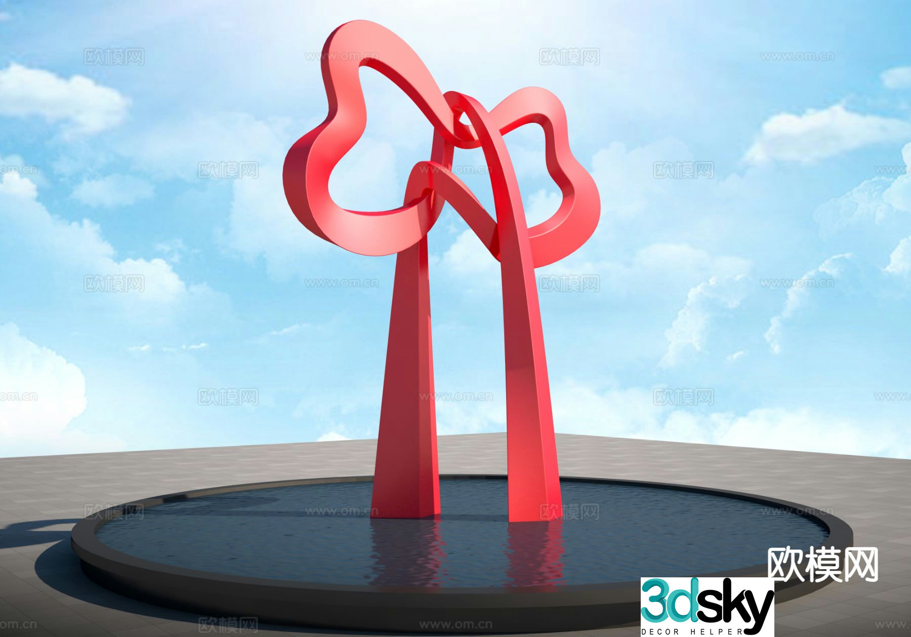 Love Butterfly Sculpture Urban Sculpture 3D Model