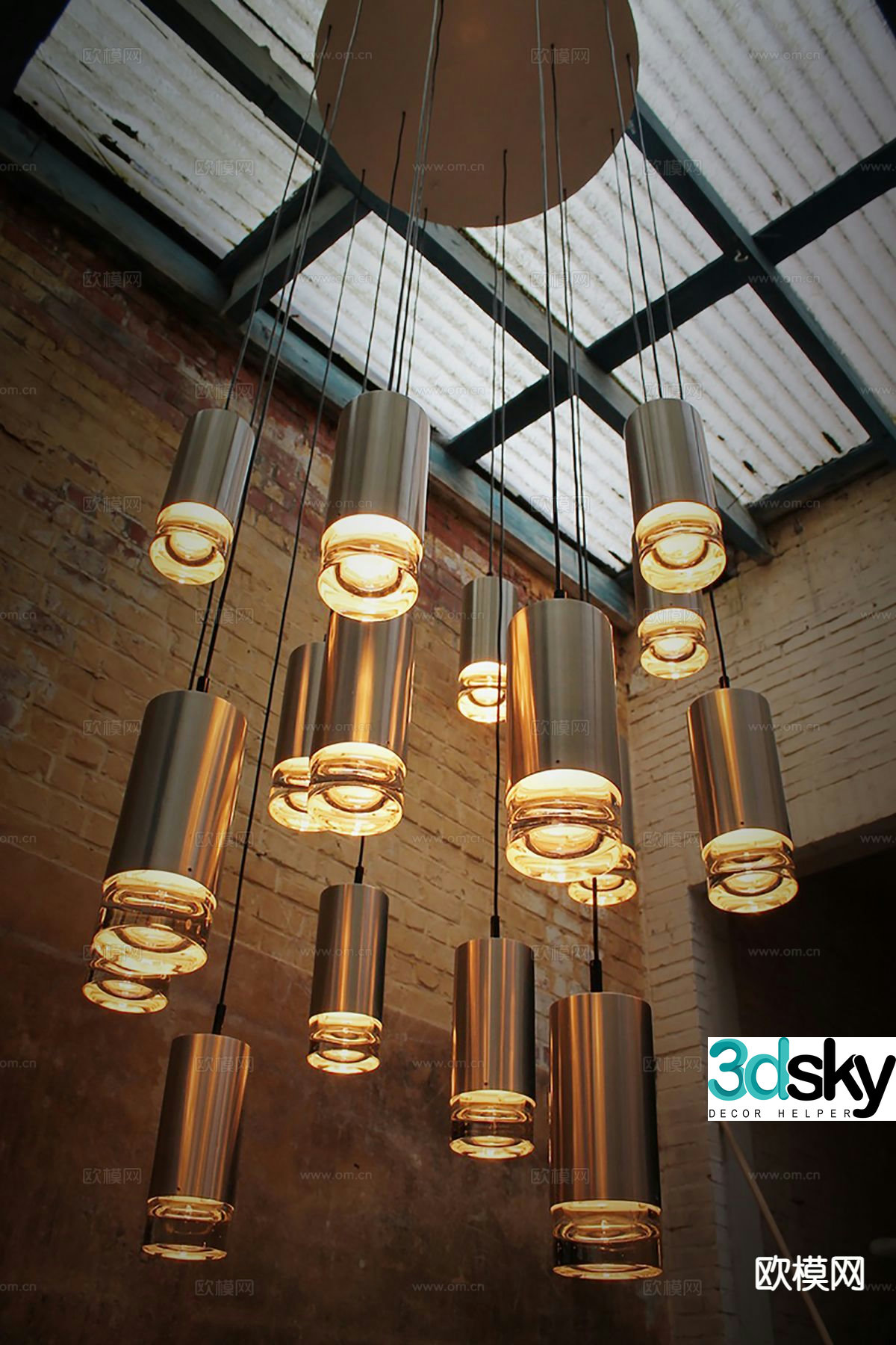 Modern art chandelier round tube chandelier 3d model