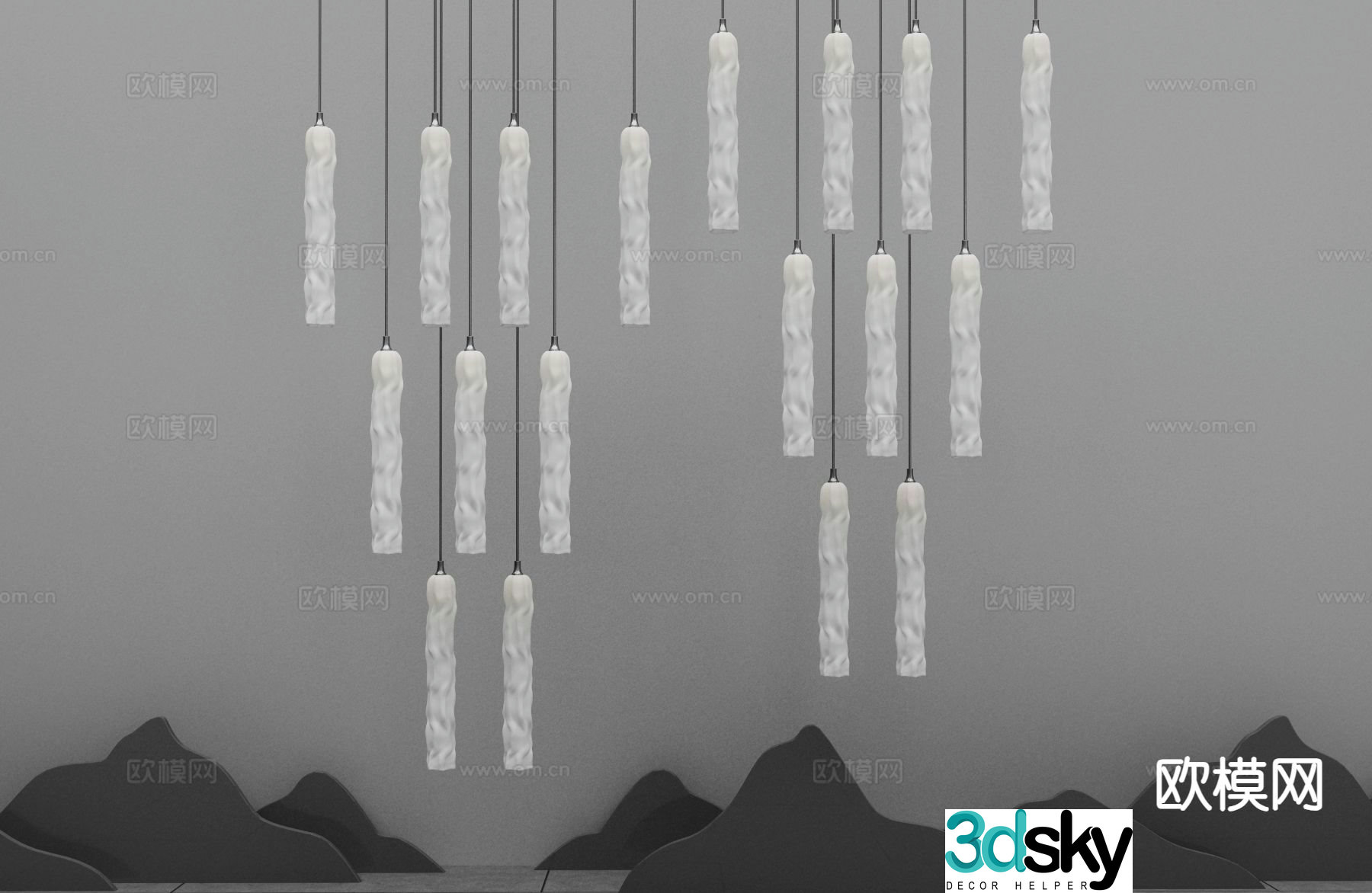 Modern art chandelier 3d model