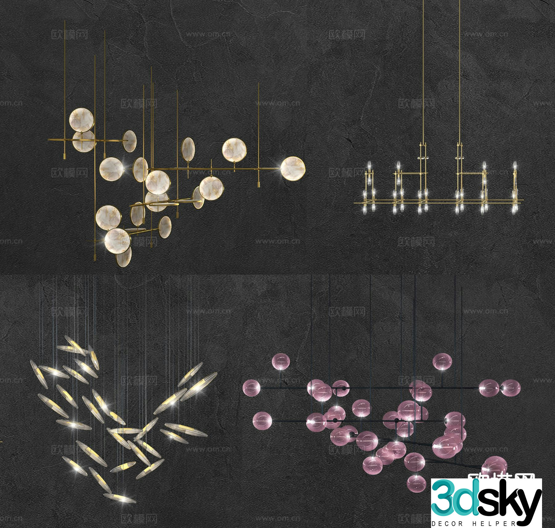 Light luxury chandelier restaurant chandelier 3d model