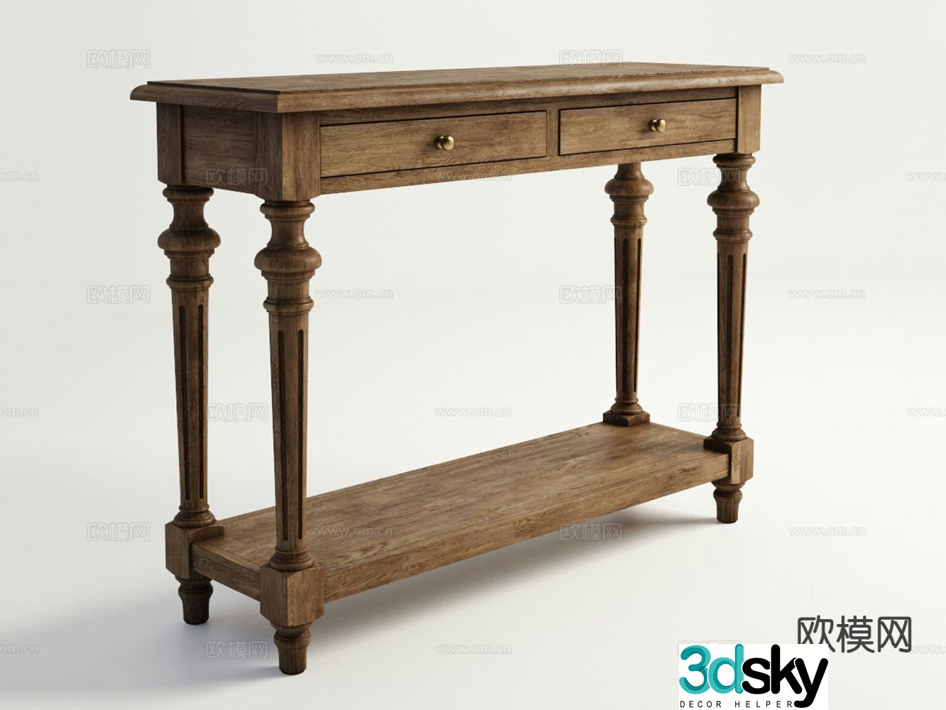 American console table 3D model of end view table