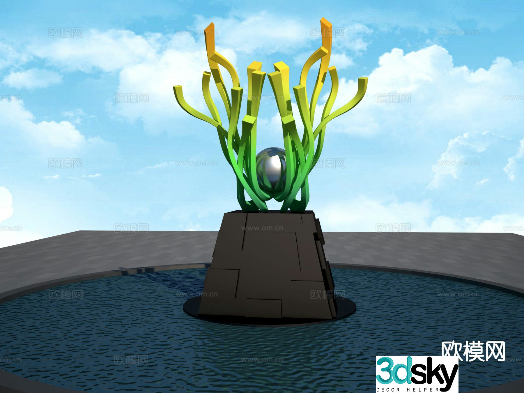 Streamer sculpture landscape sculpture 3d model