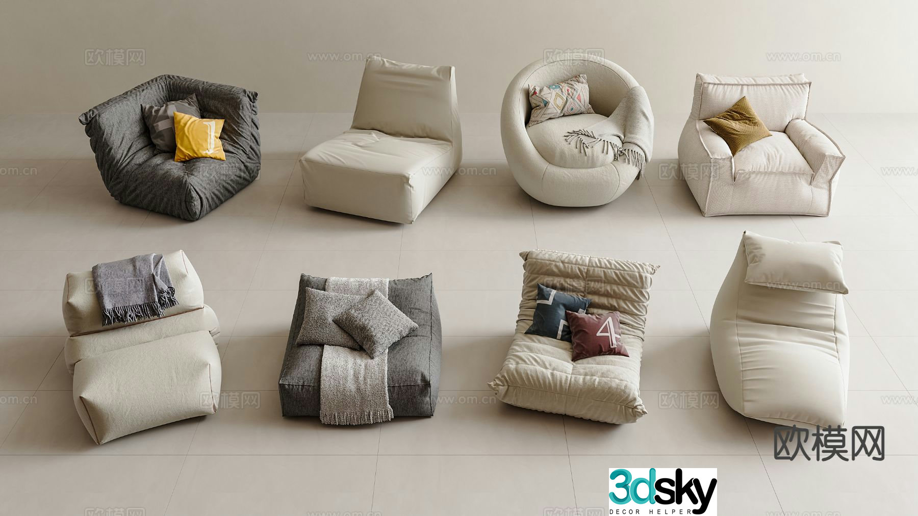 Modern lazy sofa leisure sofa 3d model