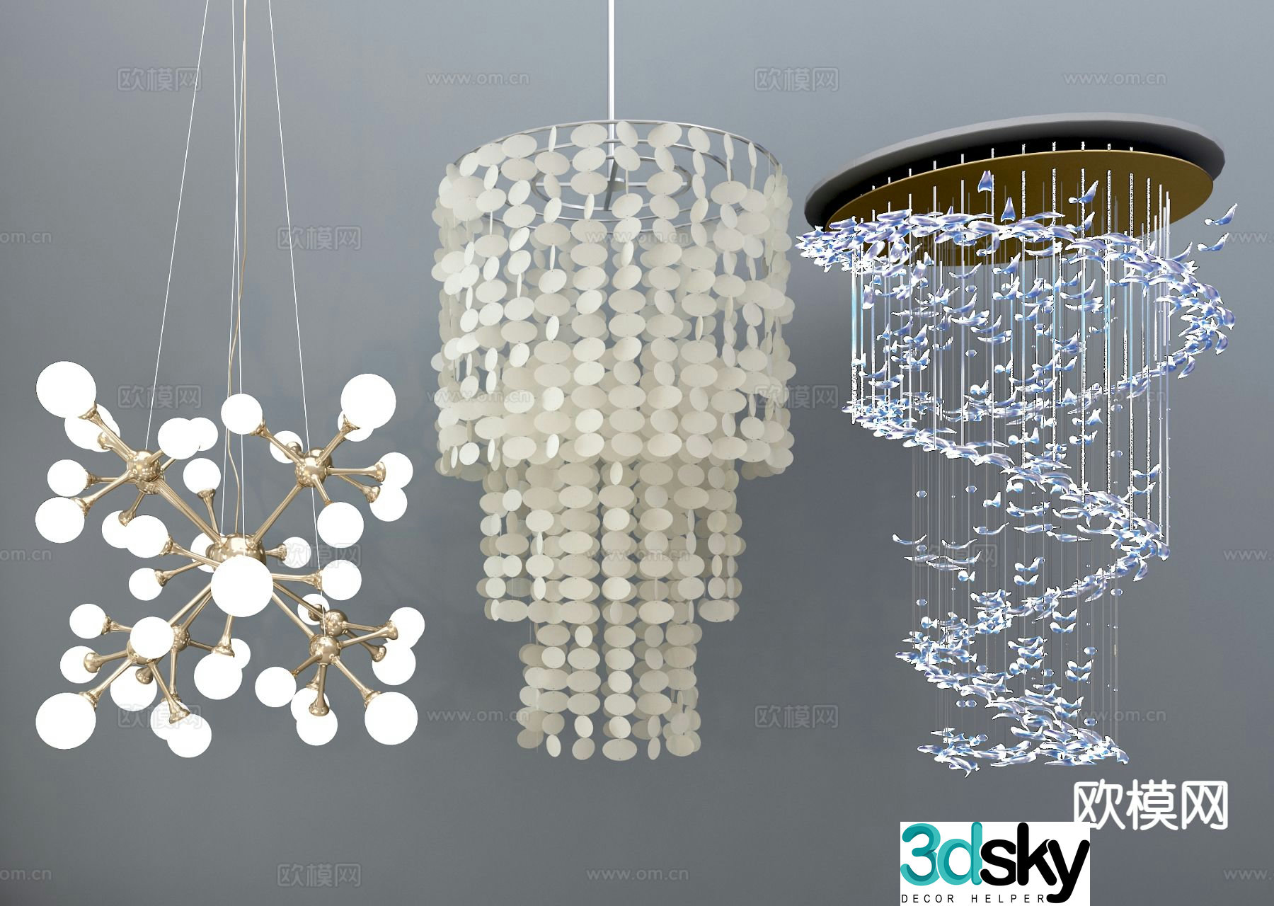 Light luxury chandelier hall chandelier 3d model