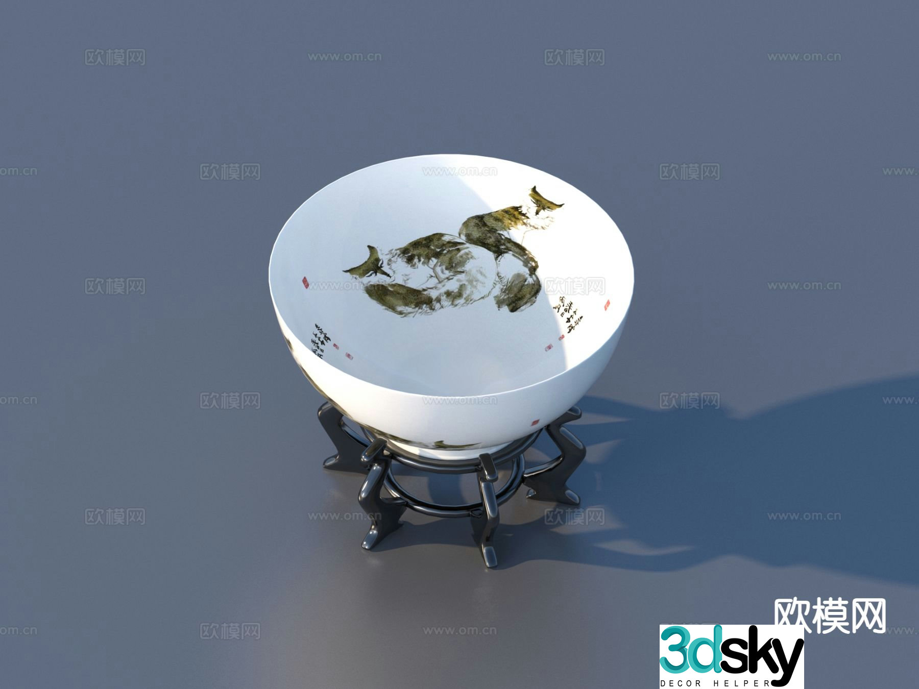 New Chinese bowl craft ornament artwork 3D model