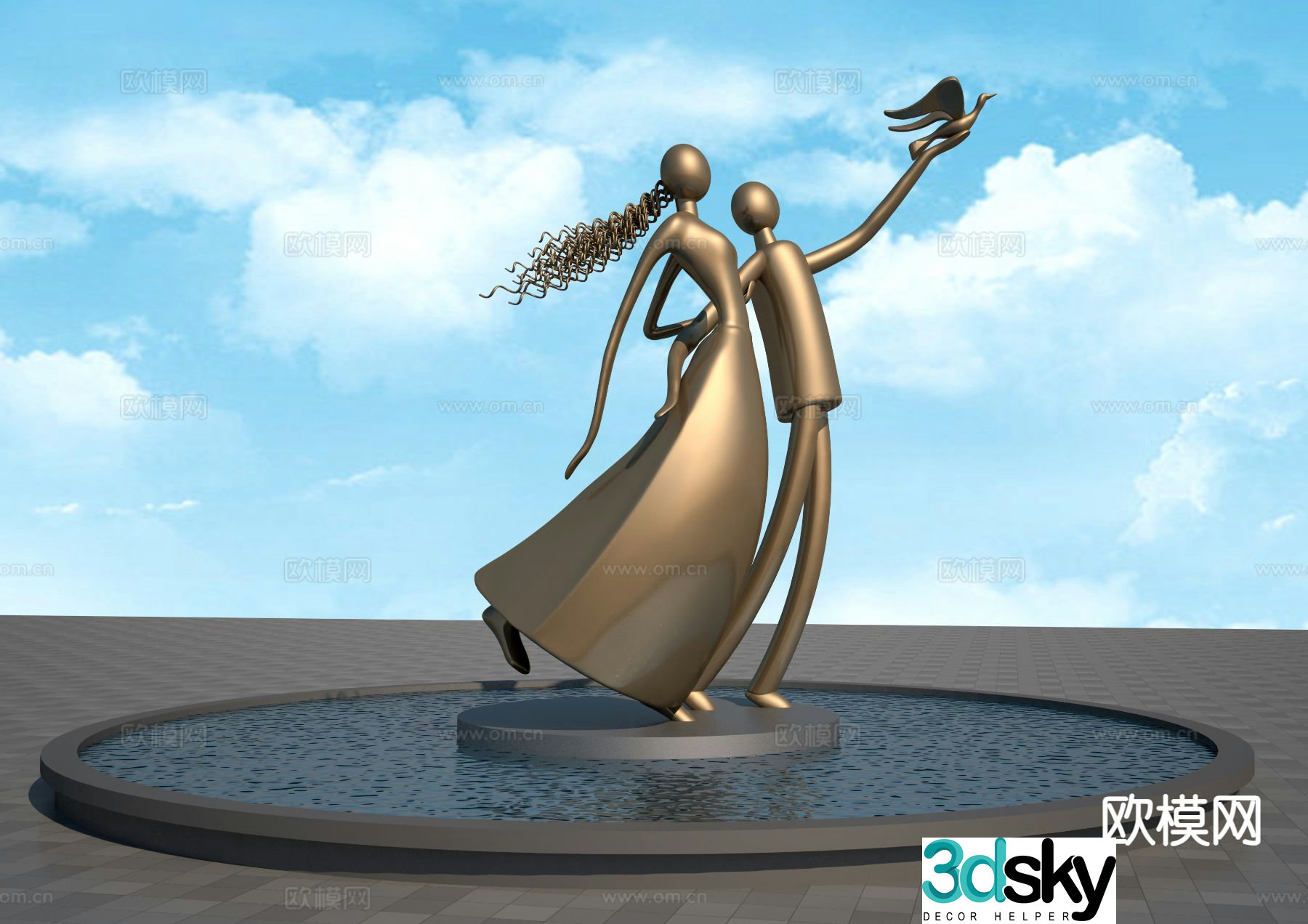 Love landscape sculpture couple sculpture 3d model