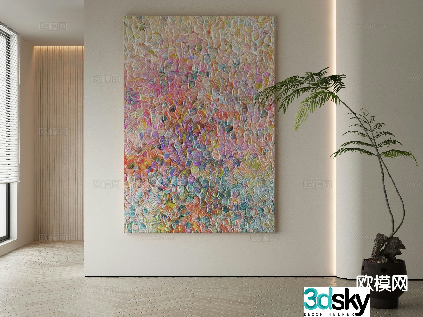 Modern oil painting texture painting decorative painting 3D model