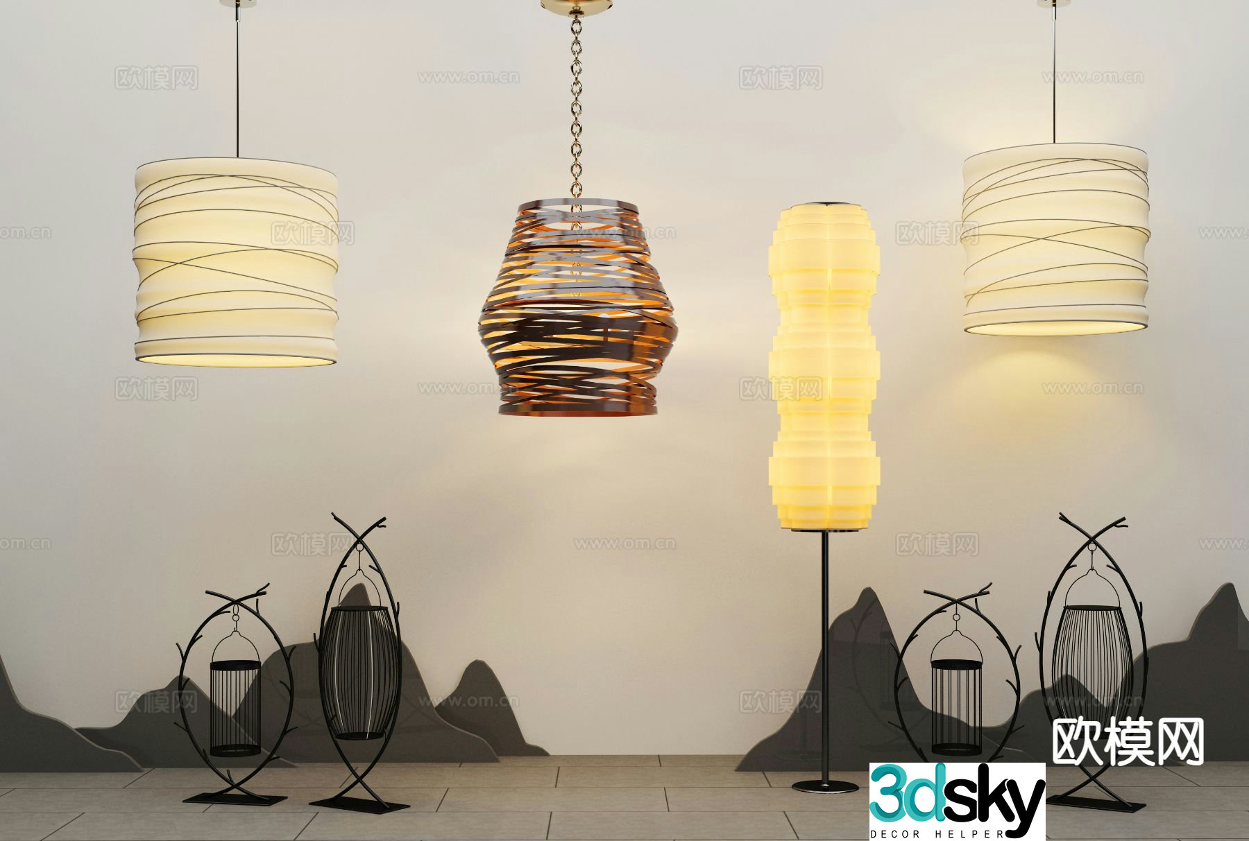 New Chinese style chandelier art chandelier 3d model