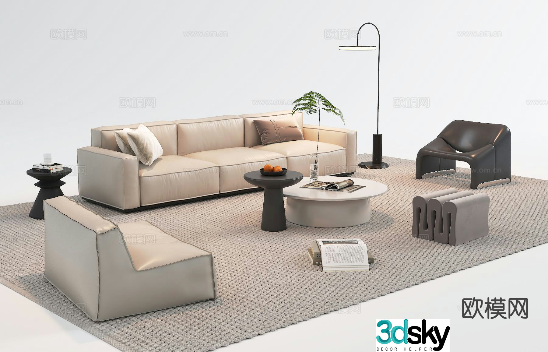 Modern sectional sofa 3d model